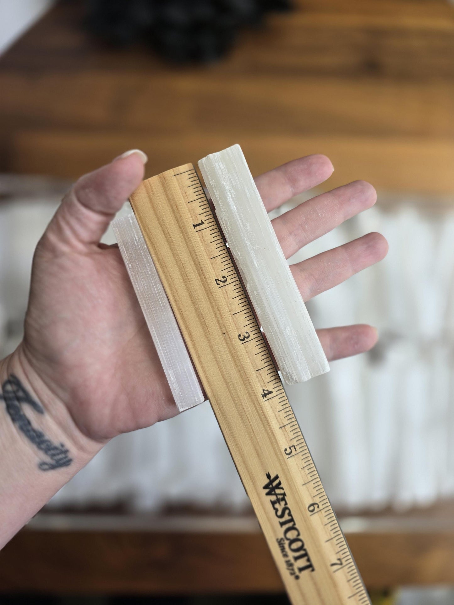 Selenite Wand | Raw Satin Spar Crystal Sticks | 3.5 to 4 Inches | Single or Bulk Quanitites | Moon Recharge, Energize, or Ritual Cleanse