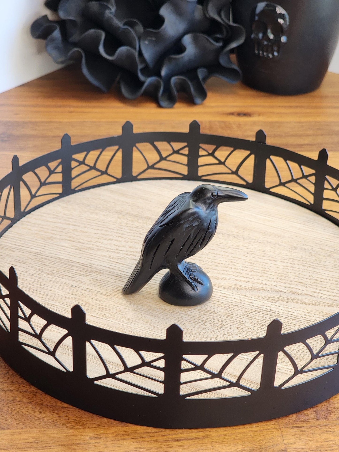 Large Crow Crystal | Black Obsidian Raven Carving | Crystal Bird | Around 2" | Omen Crystals | Nevermore Bird | Intuitively Chosen