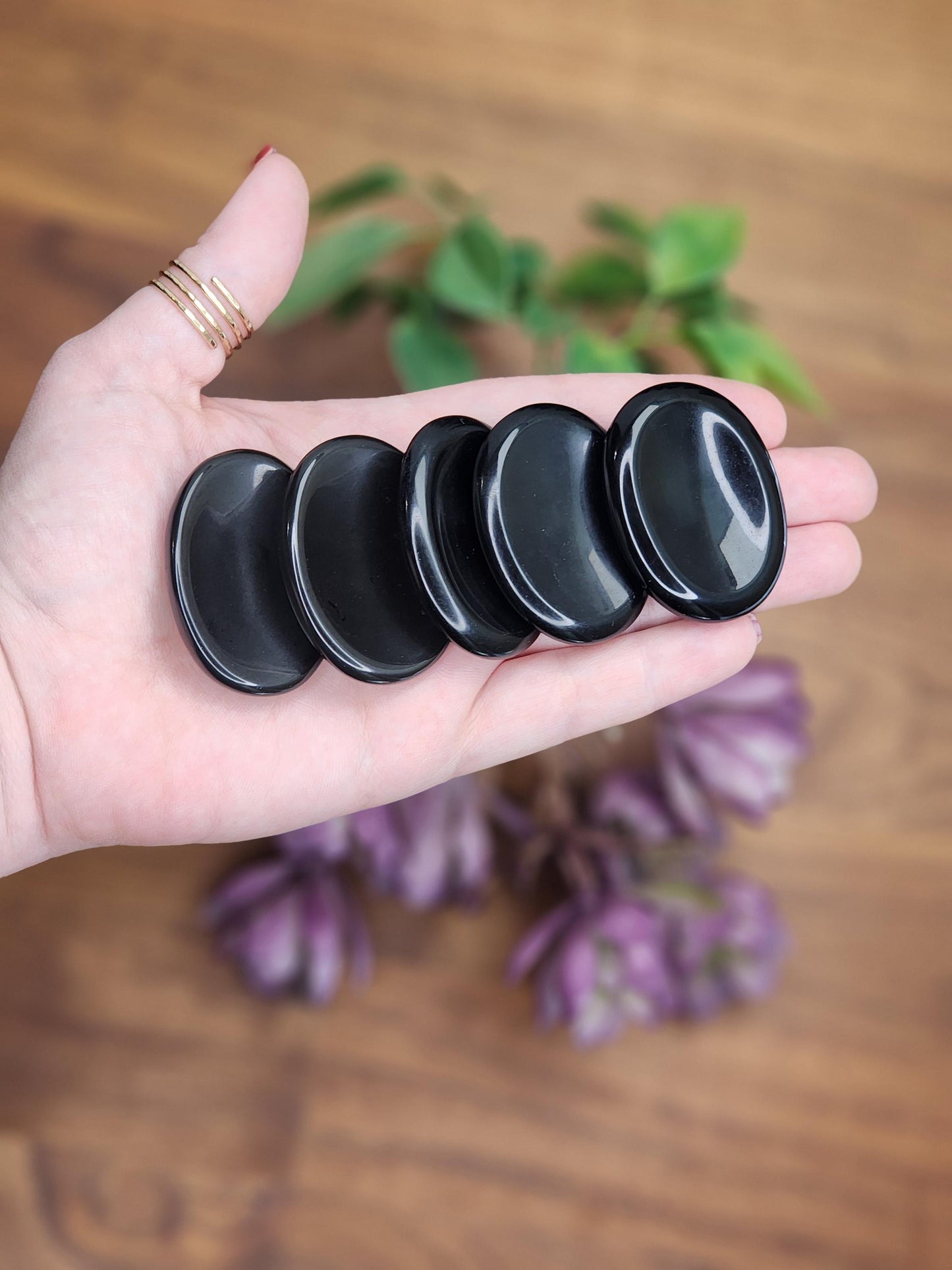Black Obsidian Worry Stone: Polished Fidget Crystal (1.77")
