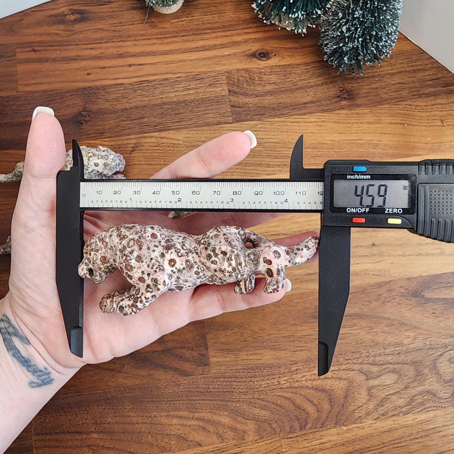 Crystal Leopardite Leopard | Orbicular Pink & Yellow Patterns and Stripes | Jaguar Carving | Natural Leopard Skin Jasper Jungle Cat