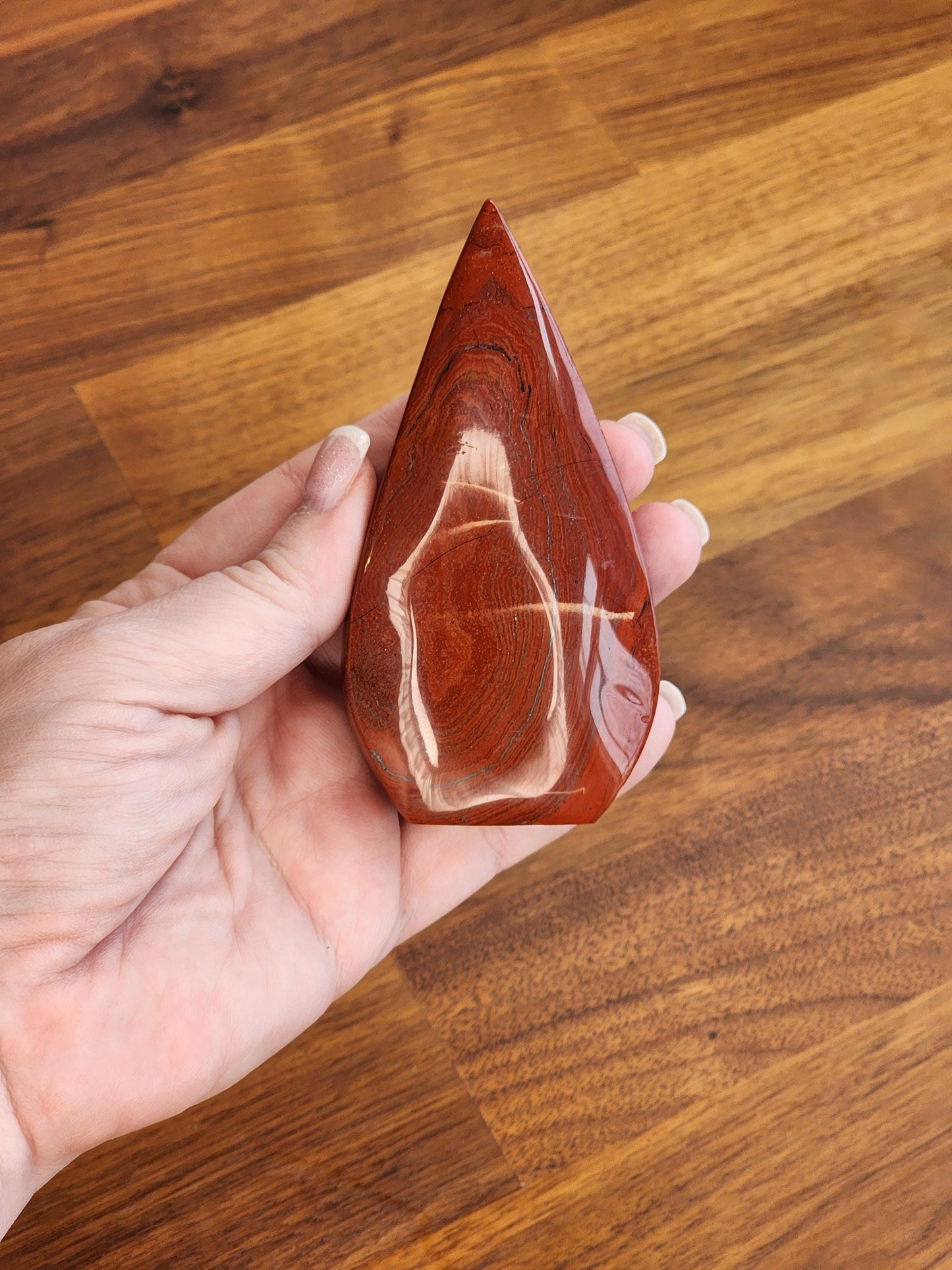 Red Jasper Crystal Teardrop | EMBER | Valentine Free Form | About 4" tall | 50 Shades of passionate rouge & black swirls | Gifts for Couples