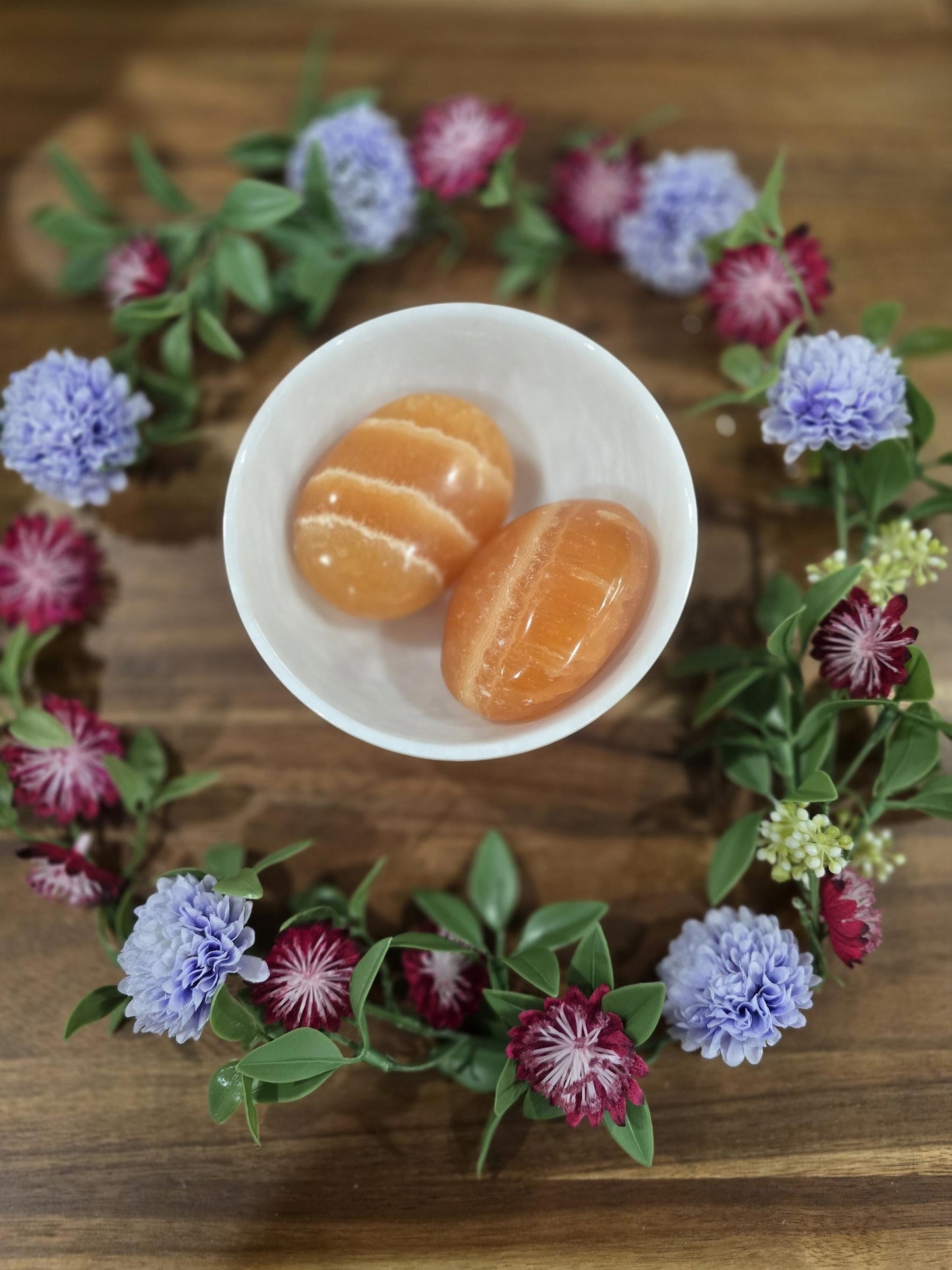 Juicy Orange Calcite Crystal Palmstones to Brighten Your Day and Energize your space | Lovely Creamsickle coloring with banding, Large size