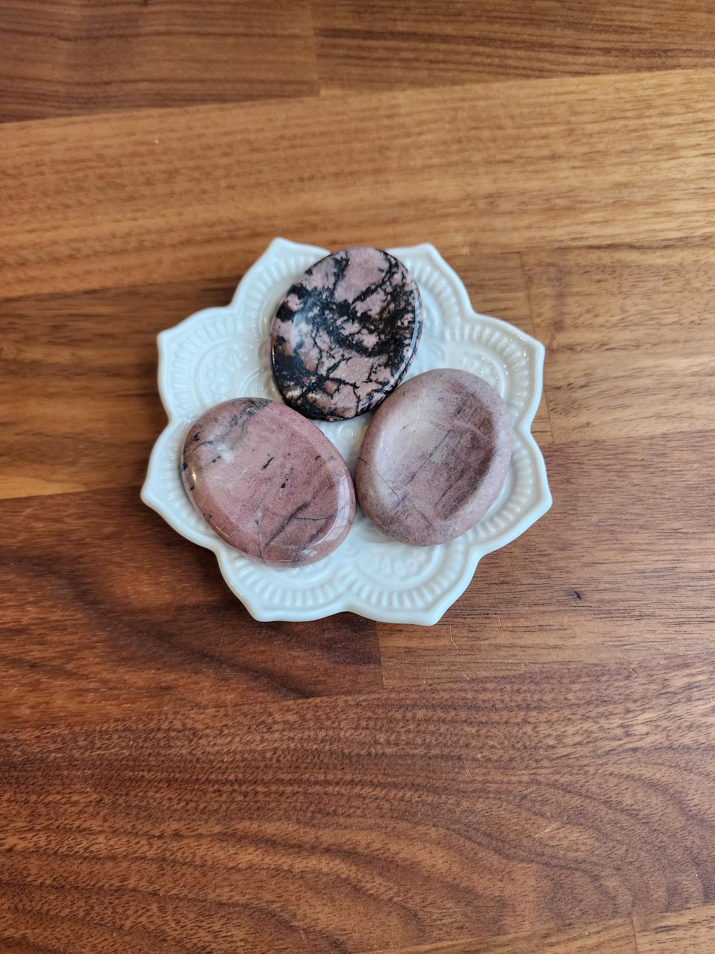 Rhodonite Crystal Worry Stone | 1.77" Fidget Stone for ADHD and Anxiety | Pink or Black Veined Pet Rock for Calm Tactile Stress Relief