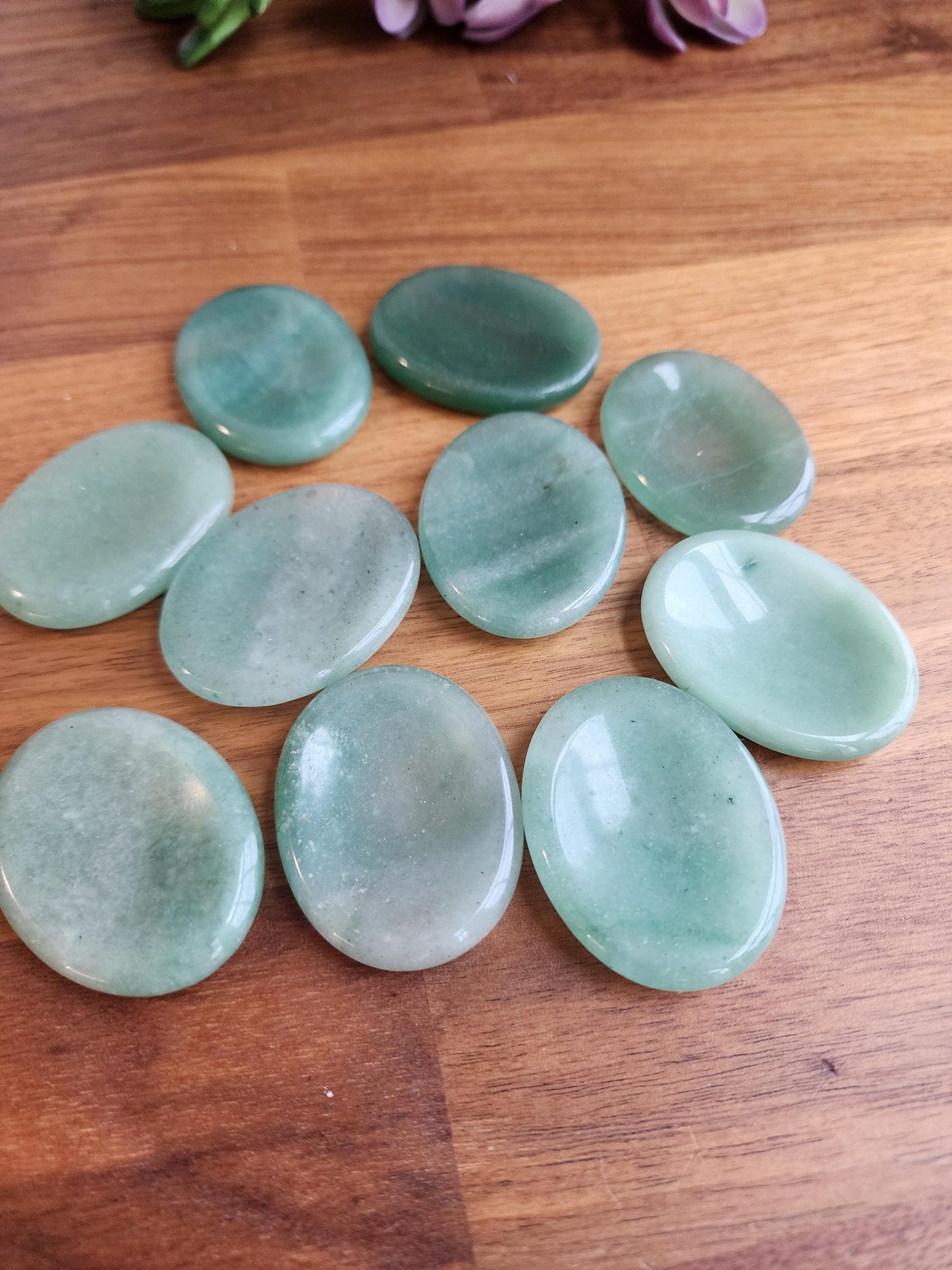 Green Aventurine Worry Stone: Calming Thumb Crystal for Stress (1.77") Earthy Christmas Crystals for Gifts or Tactile Stocking Stuffer