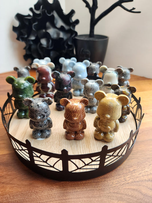 Crystal Bear Figurine, Colorful Natural Stone (2 to 2.5 Inches)