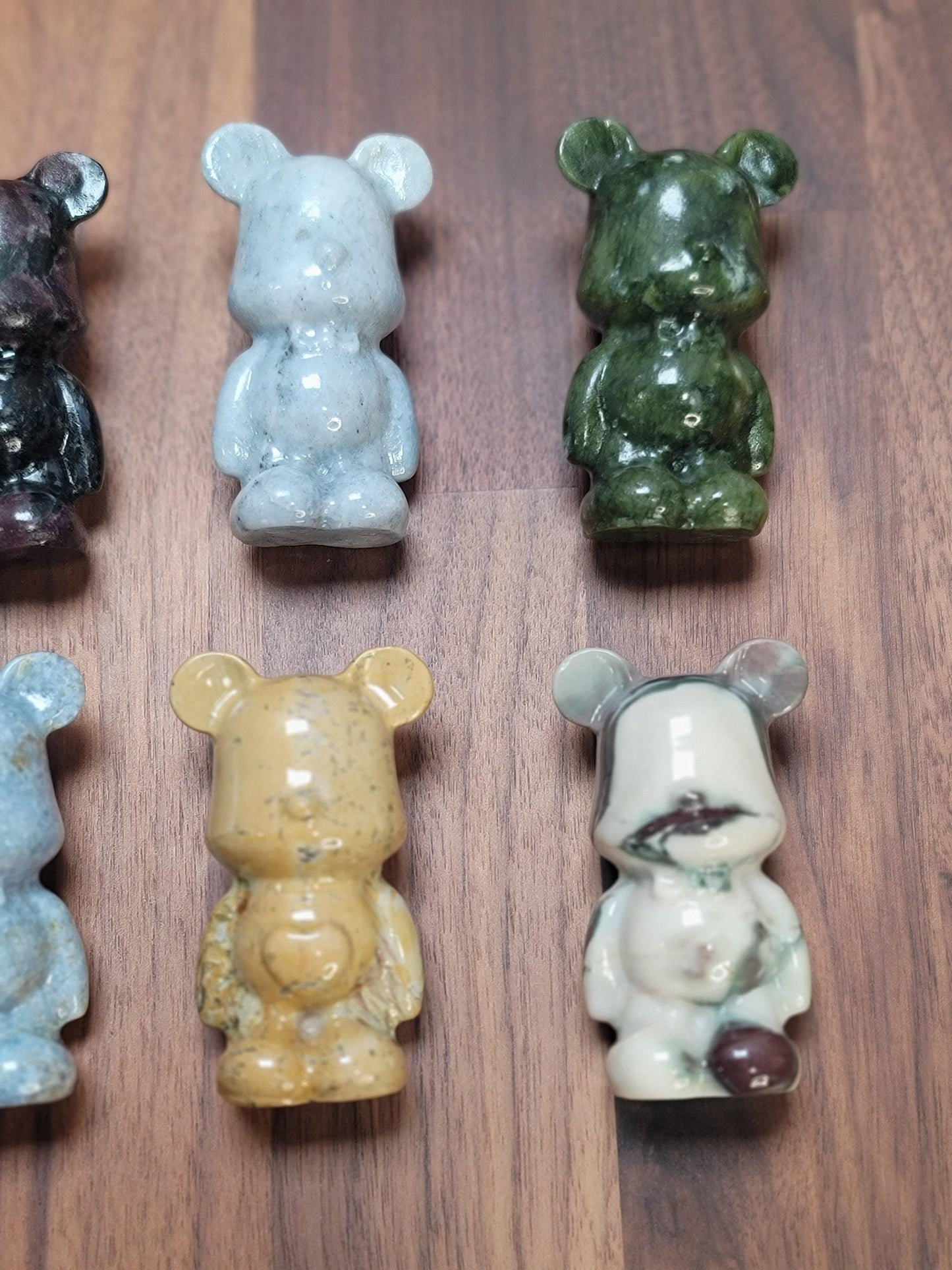 Crystal Bear Figurine, Colorful Natural Stone (2 to 2.5 Inches)