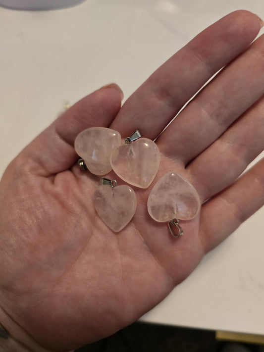 Rose Quartz Heart Pendant - Crystal Charm for Necklace or Accessories