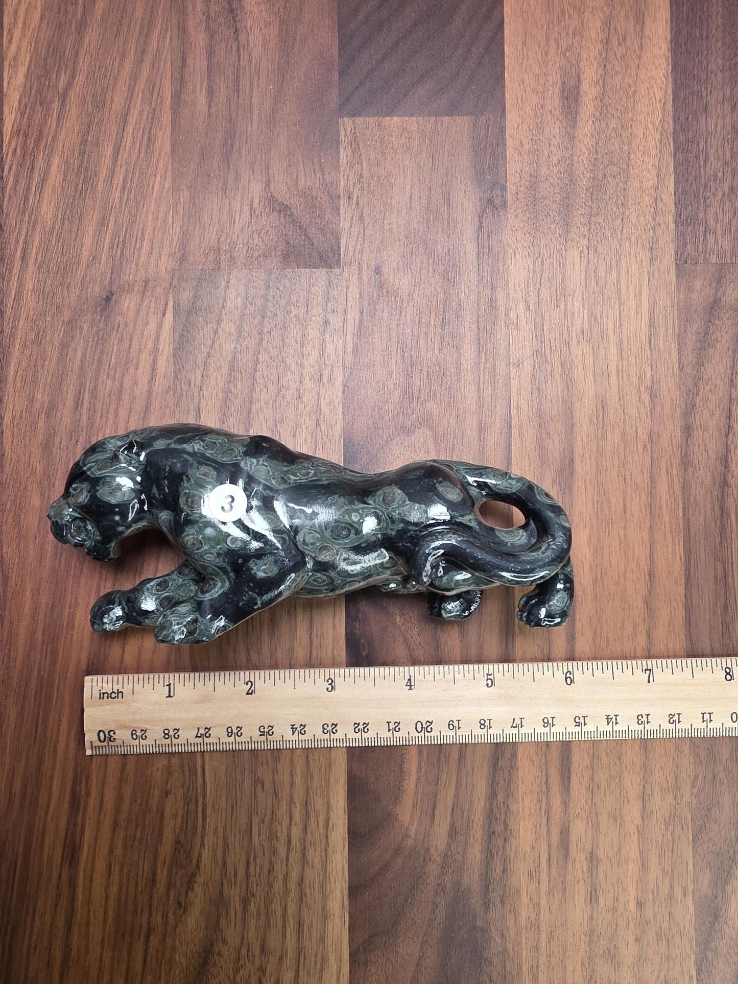 Kambaba Jasper Crystal Leopard 3D Carving