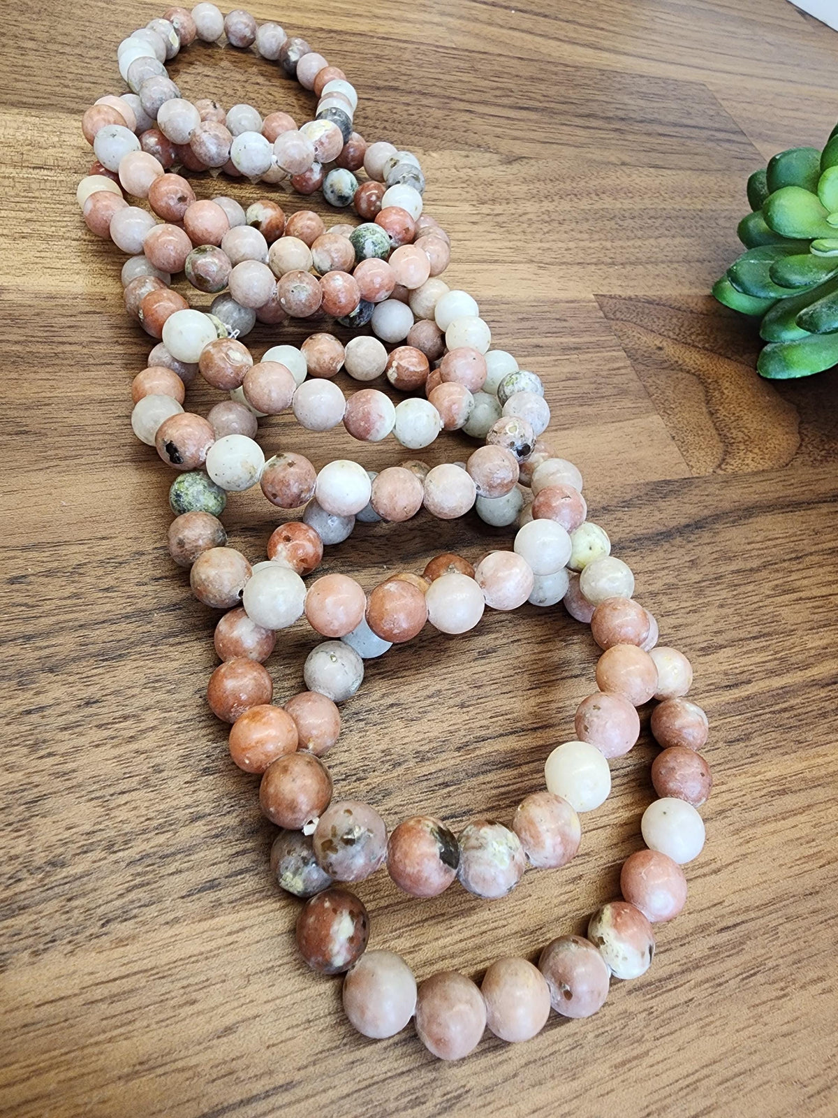 Spicy Jasper Bracelet: 8MM Natural Plum Blossom Crystal Beads | Red, Prink, Gray, White, Black | Grounding Earth Energy, Connect with Nature
