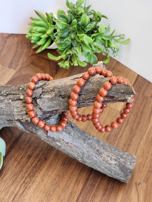 Inv - Red Jasper Crystal Bracelet: 8MM Natural Beads known for Grounding, Strength, Stamina and Stability | Good Christmas or Valentine Gift