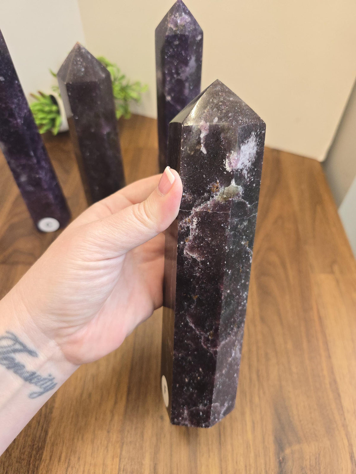 Unicorn Stone Tower: Lepidolite, Pink Tourmaline & Smokey Quartz Crystal Point
