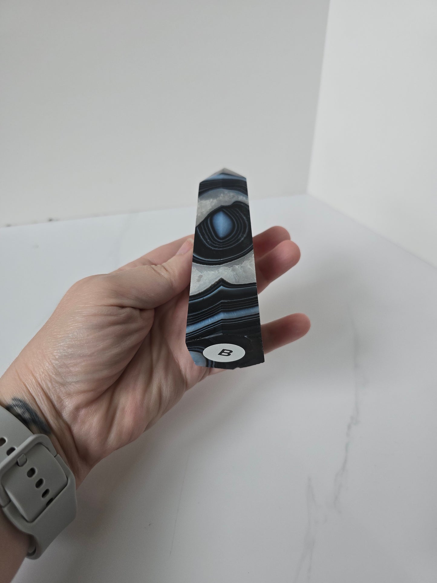 Black Banded Agate Tower - B