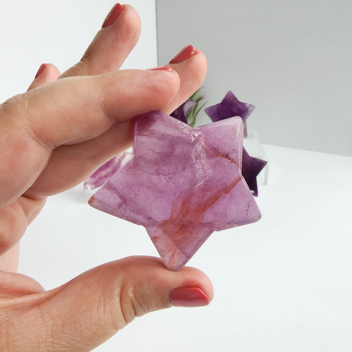 Fluorite Star Carving, Purple Color Hand-Carved Fluorite Stars, Medium Size. Intuitively Chosen for You!