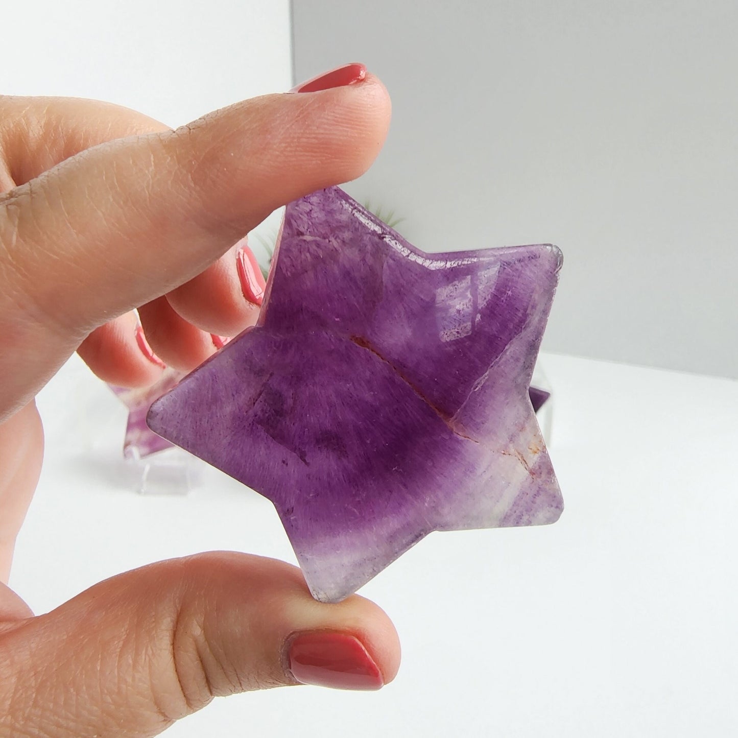 Fluorite Star Carving, Purple Color Hand-Carved Fluorite Stars, Medium Size. Intuitively Chosen for You!
