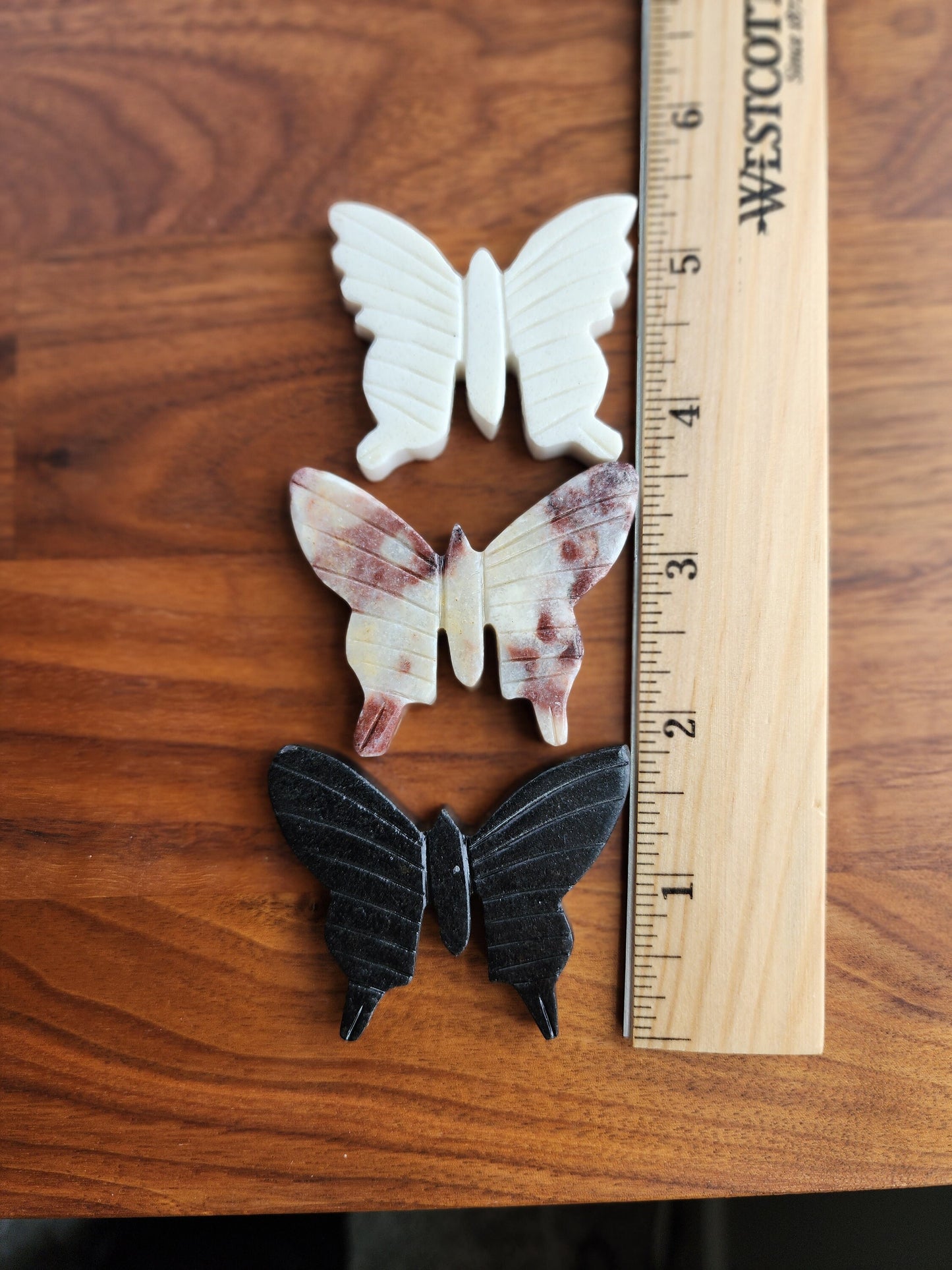 Crystal Butterfly| Green Jade, Black Dolomite, White Calcite, Red Jasper, Yellow Jasper | Choose Your Material