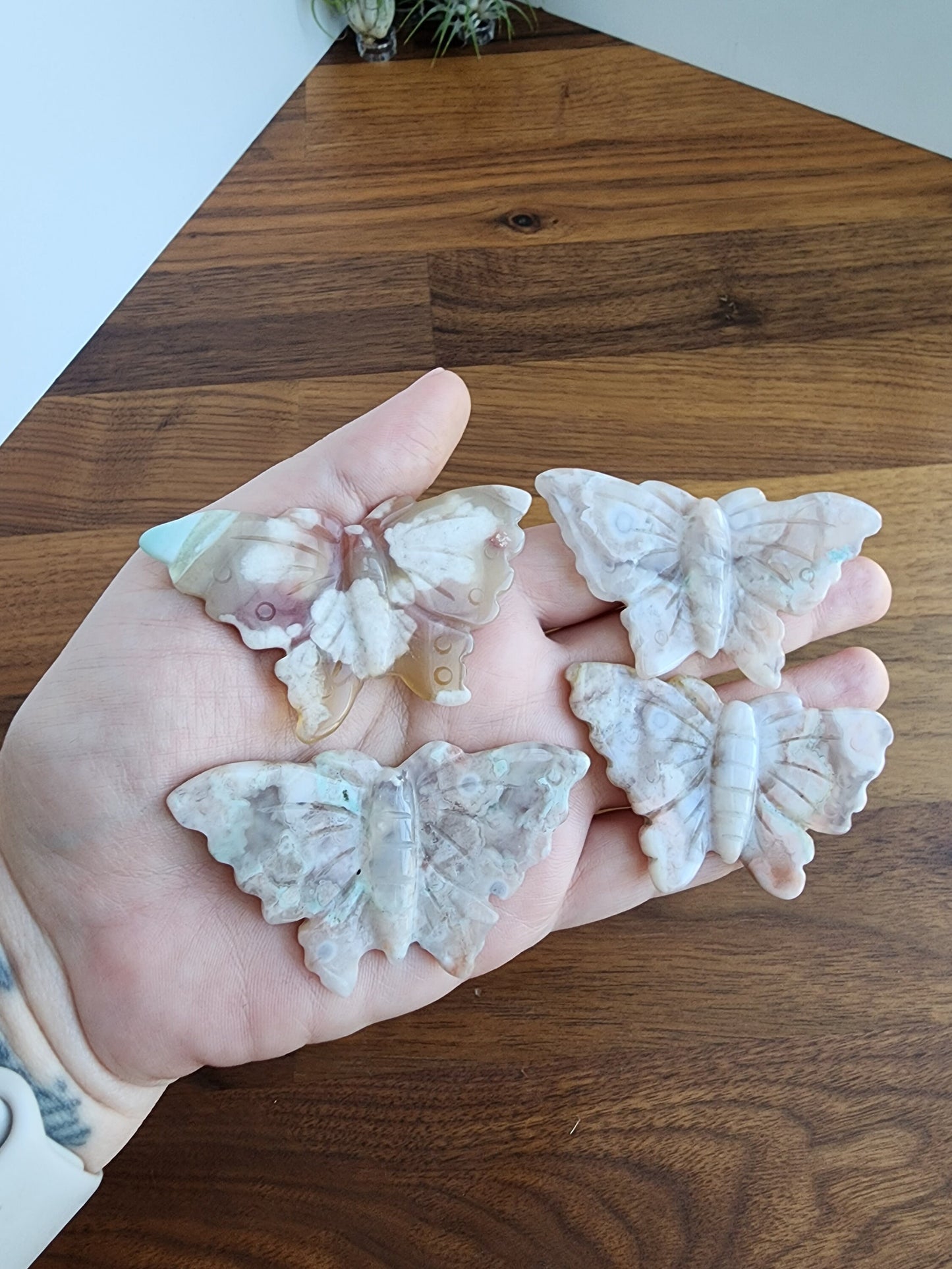 Flower Agate Butterflies | Gorgeous Crystal Butterfly | Pink, Cream, Red & Green hints of Blooms and Agate Banding | Choose Your Crystal!