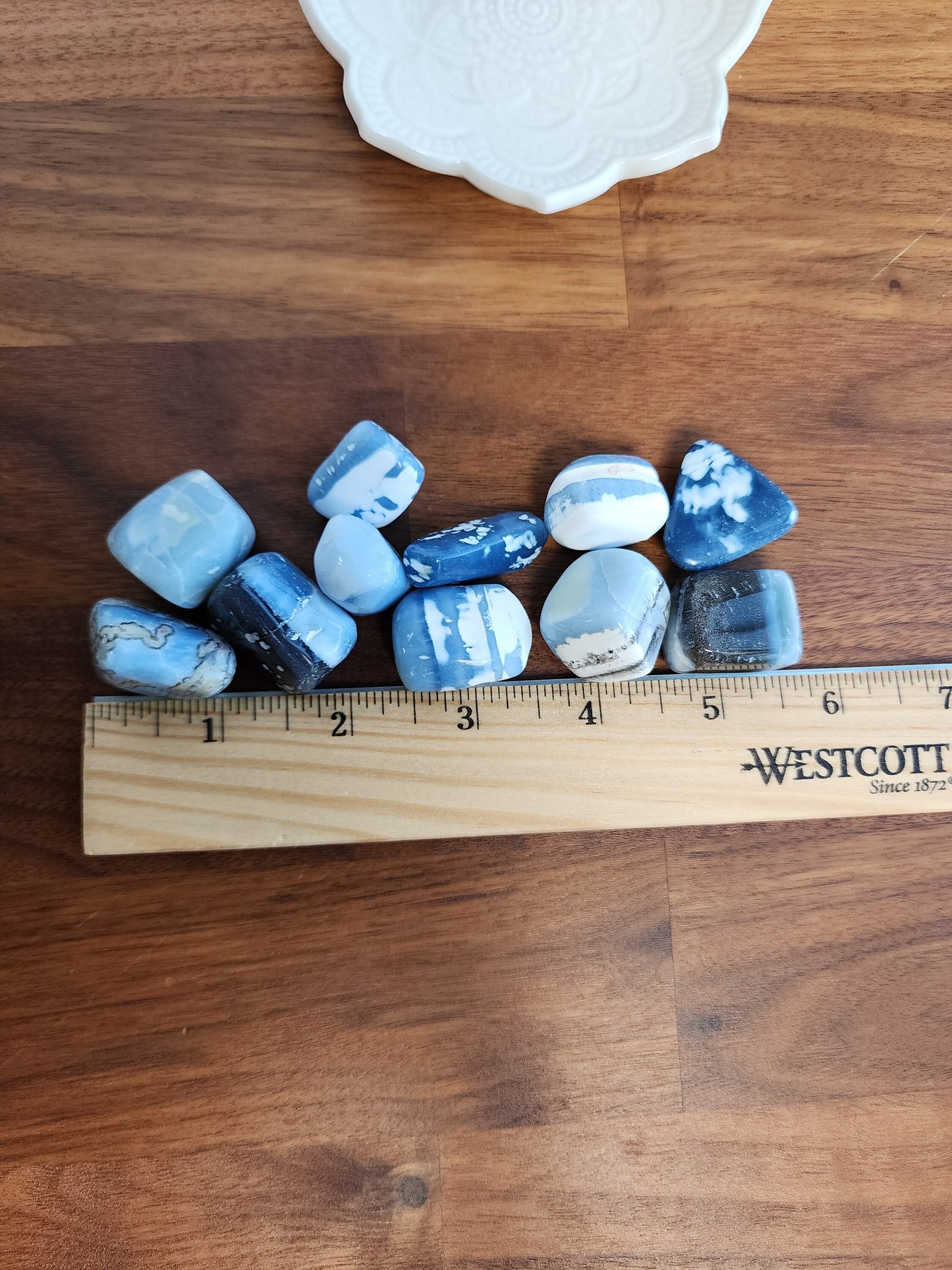 Blue Opal Tumble | Medium | Mermaid Mix Add On | Owyhee Sky Blue Opal | Ocean Crystal Confetti | White Spots, Quartz Inclusions, Black Bands