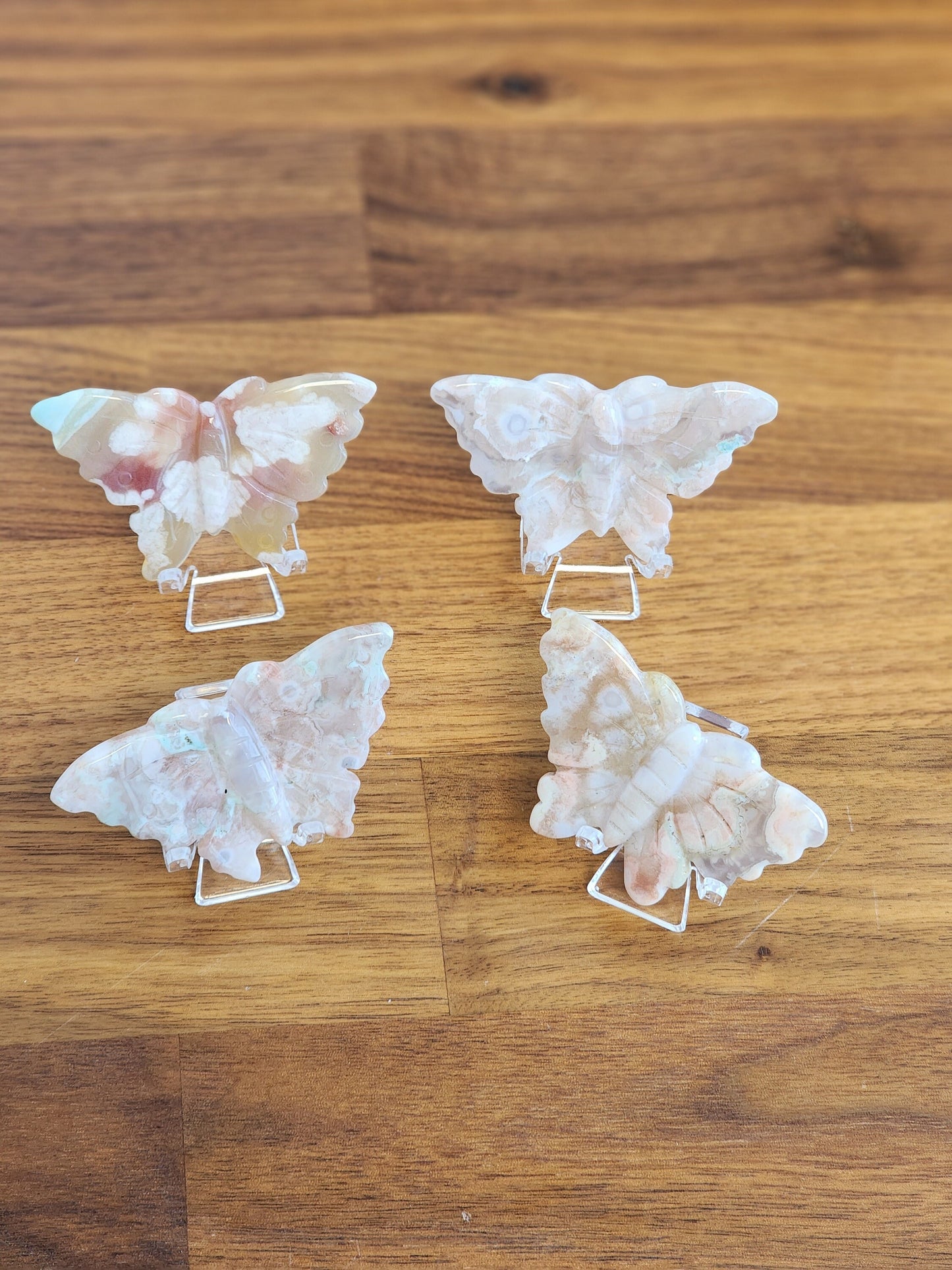 Flower Agate Butterflies | Gorgeous Crystal Butterfly | Pink, Cream, Red & Green hints of Blooms and Agate Banding | Choose Your Crystal!