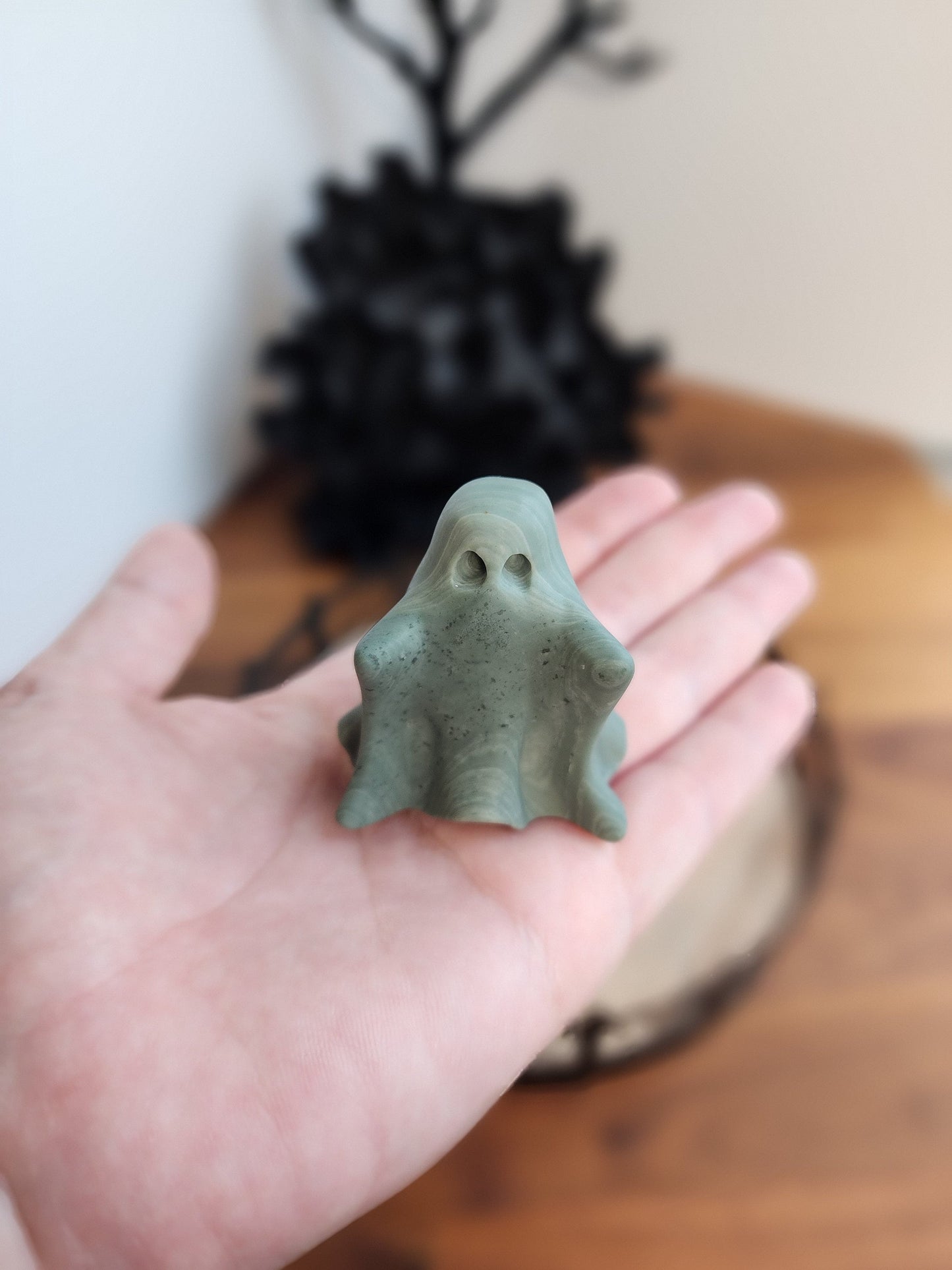 Ghost Crystal | Green Jade | Halloween | Spooky Season Crystals | Cute 3D Carving | Witchy Vibes | Only One Available