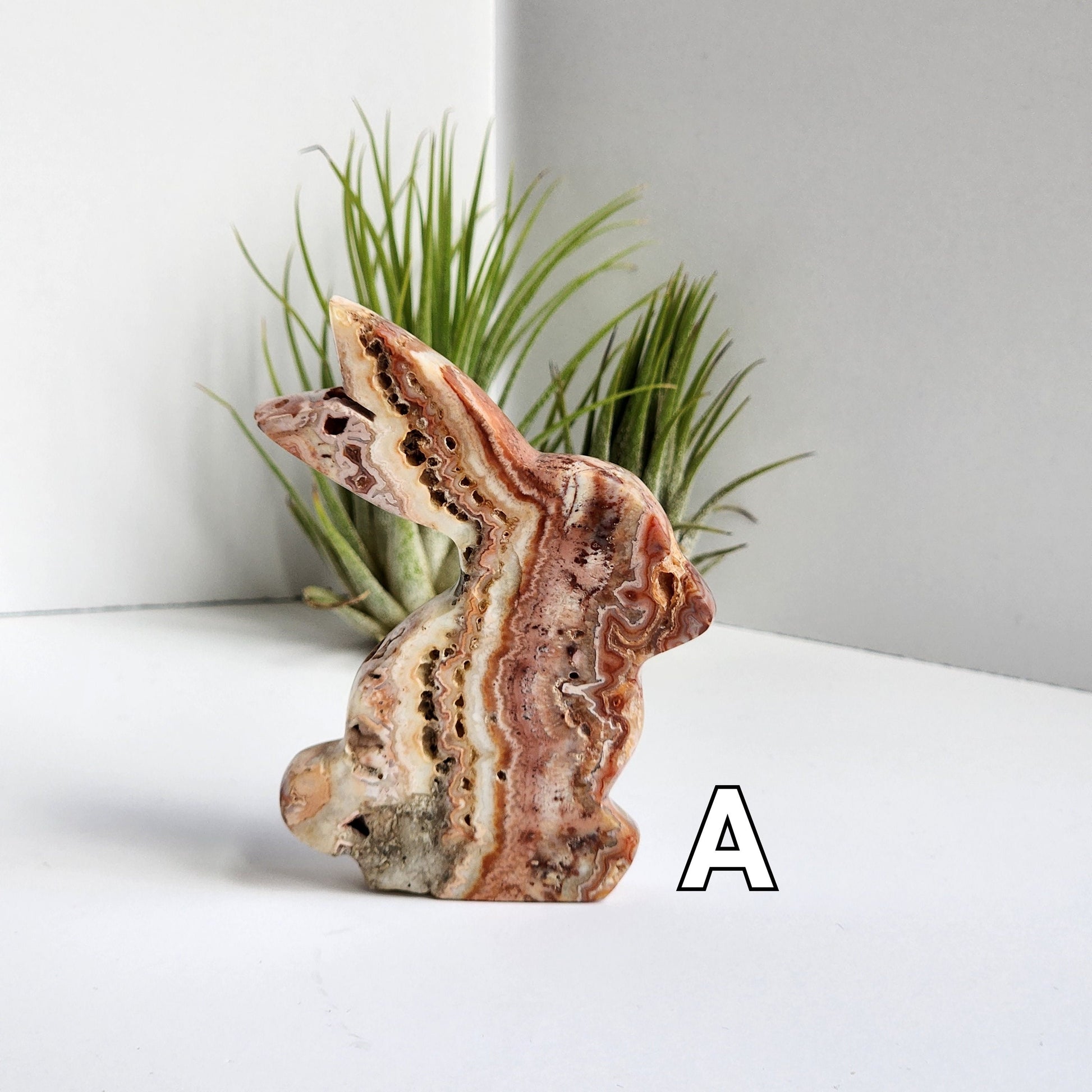 Crazy Lace Agate Bunny | Large Carving | Choose Your Own Crystal | Nursery, Spring, Easter Decor | Beautifully banded crystal that can stand