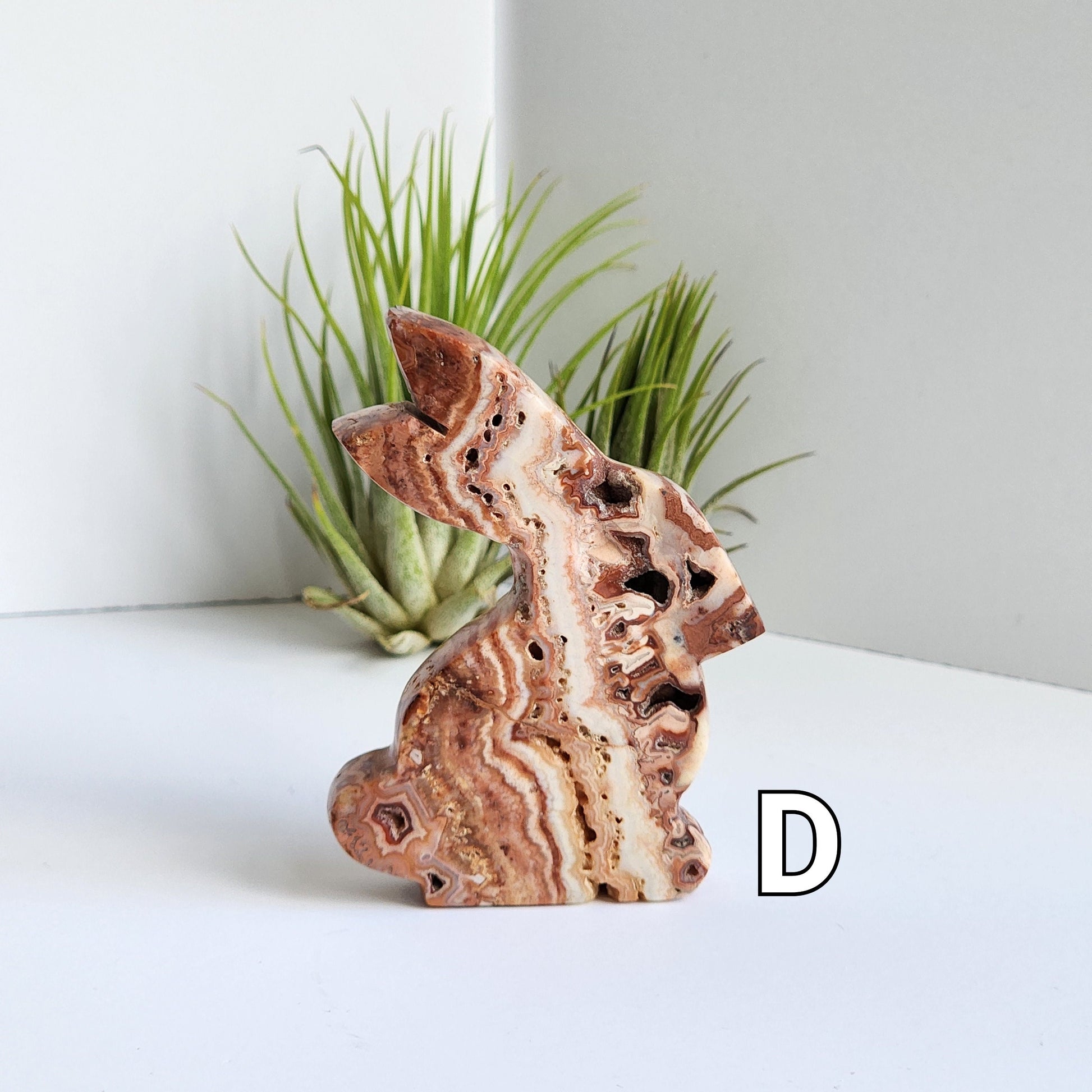 Crazy Lace Agate Bunny | Large Carving | Choose Your Own Crystal | Nursery, Spring, Easter Decor | Beautifully banded crystal that can stand