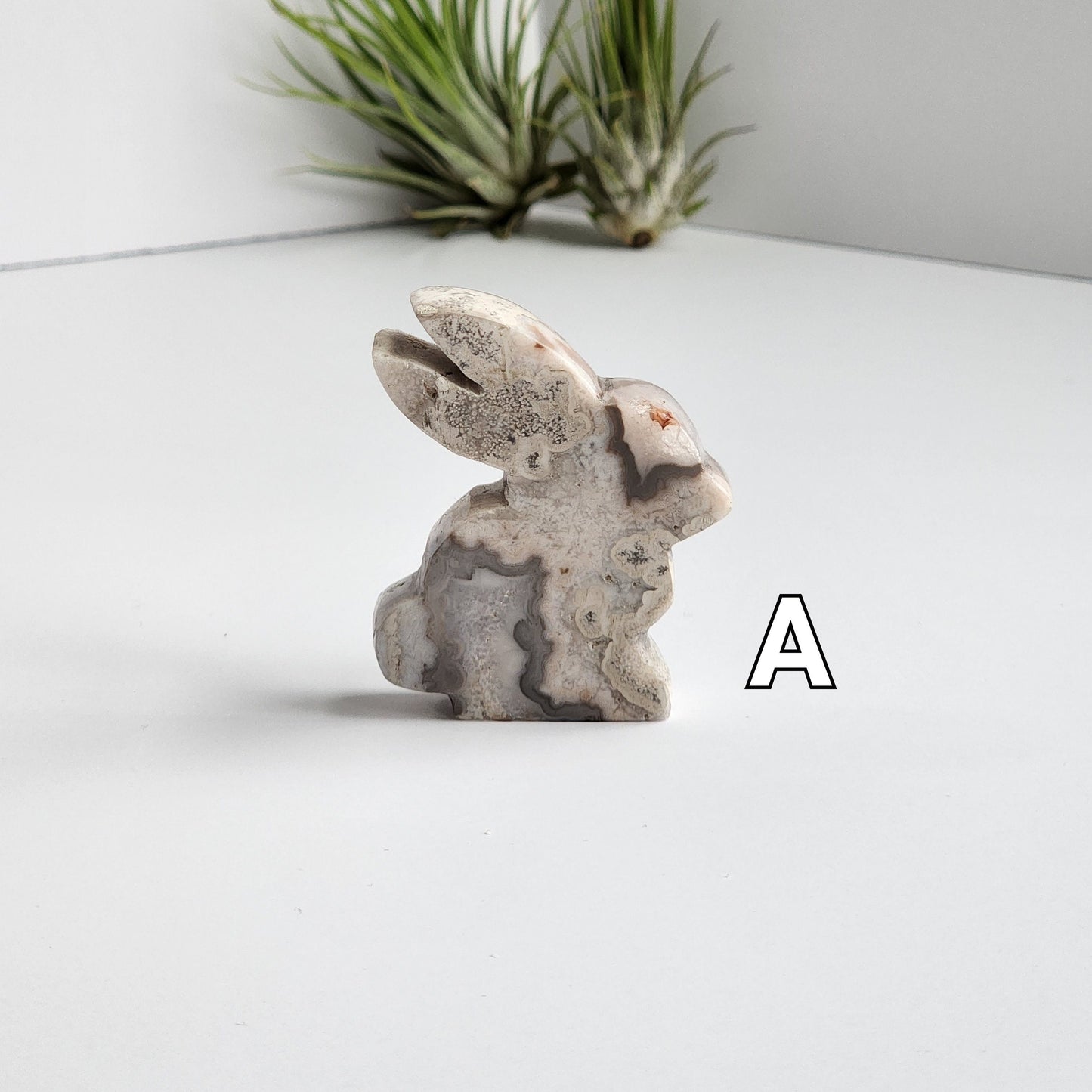 Gray Crazy Lace Agate Bunny | Large Carving | Choose Your Own Crystal Rabbit | Nursery, Spring, Easter Decor