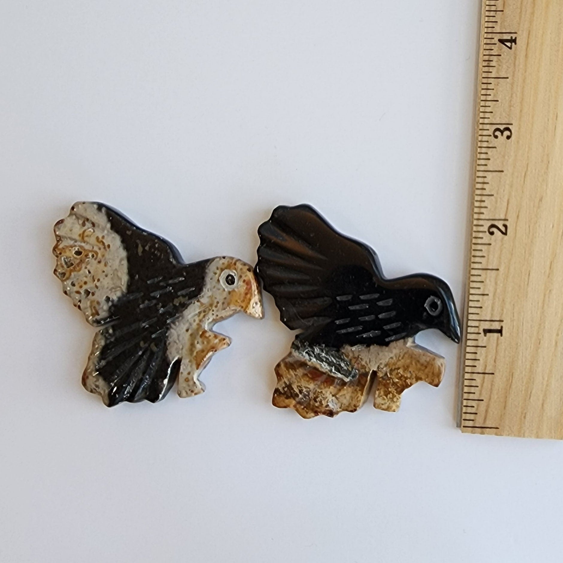 Palm Root Bird Carving. Agatized Palm Root. Lays Flat. Choose Your Own Crystal!