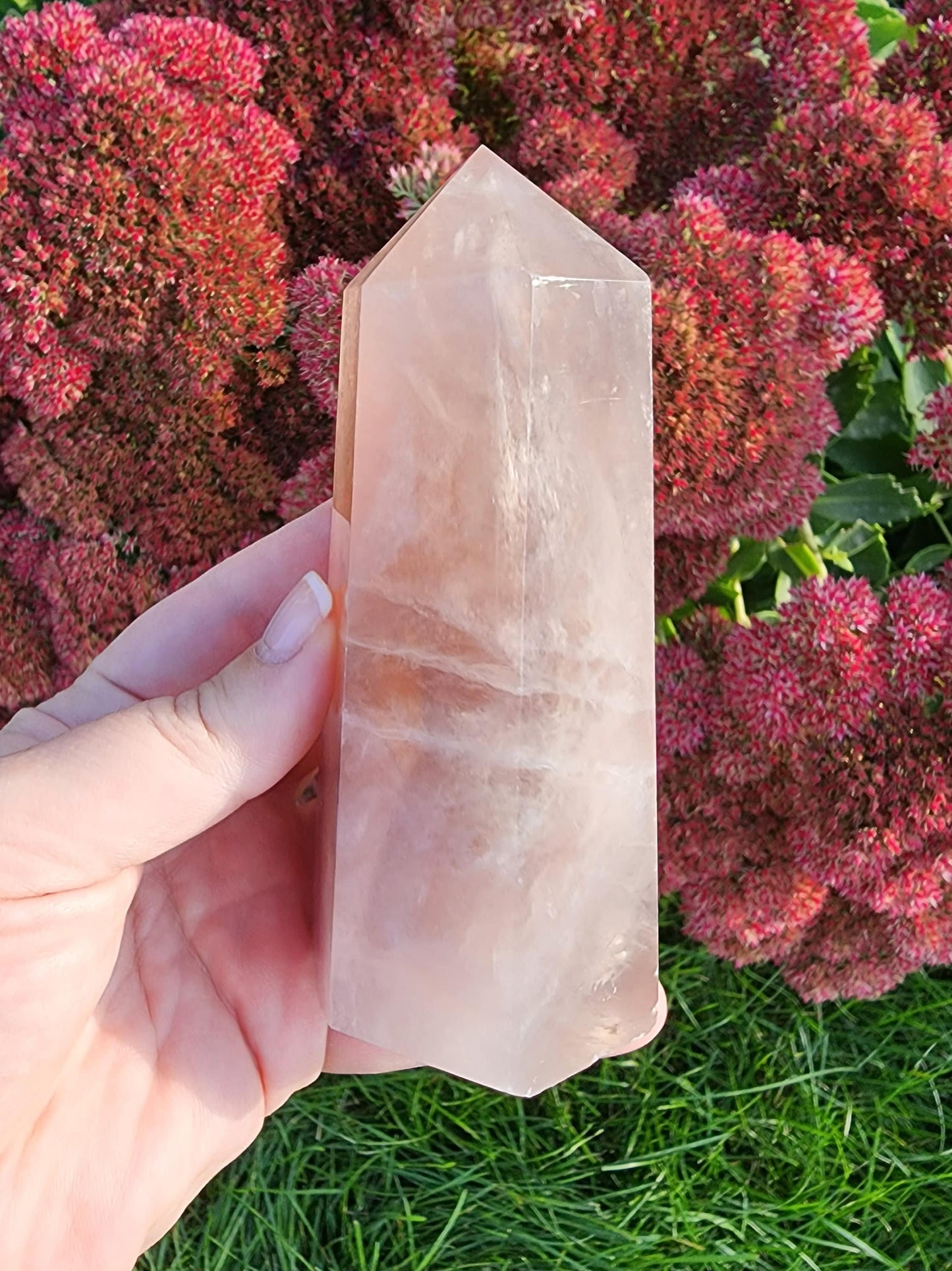 Fluorite Crystal Tower: Medium Chunky Lilac and Gray - Translucent Bands