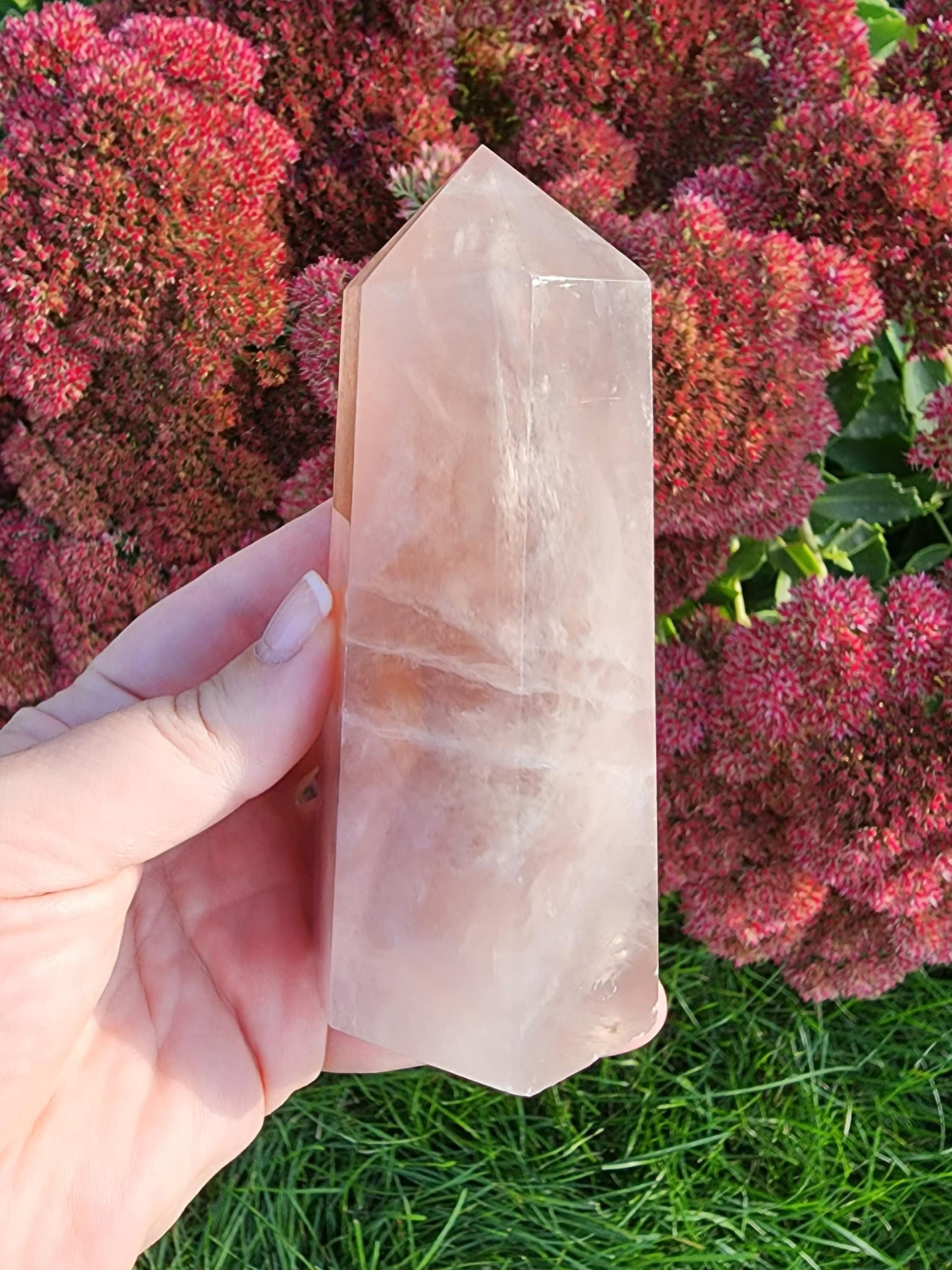 Fluorite Crystal Tower: Medium Chunky Lilac and Gray - Translucent Bands