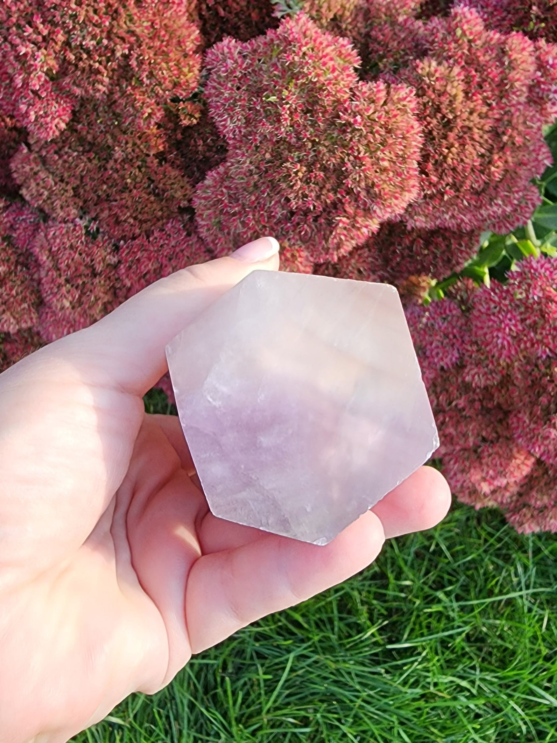 Fluorite Crystal Tower: Medium Chunky Lilac and Gray - Translucent Bands