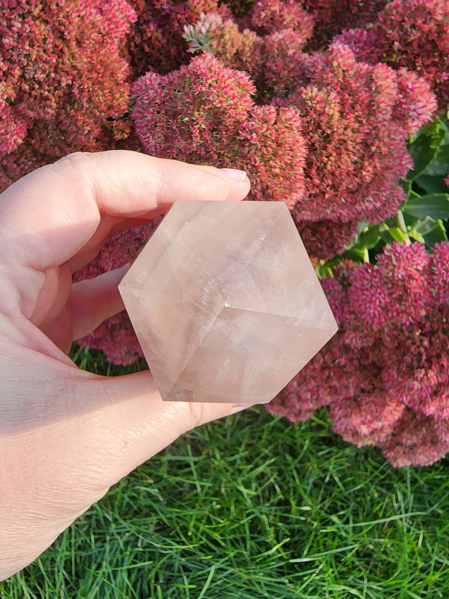 Fluorite Crystal Tower: Medium Chunky Lilac and Gray - Translucent Bands