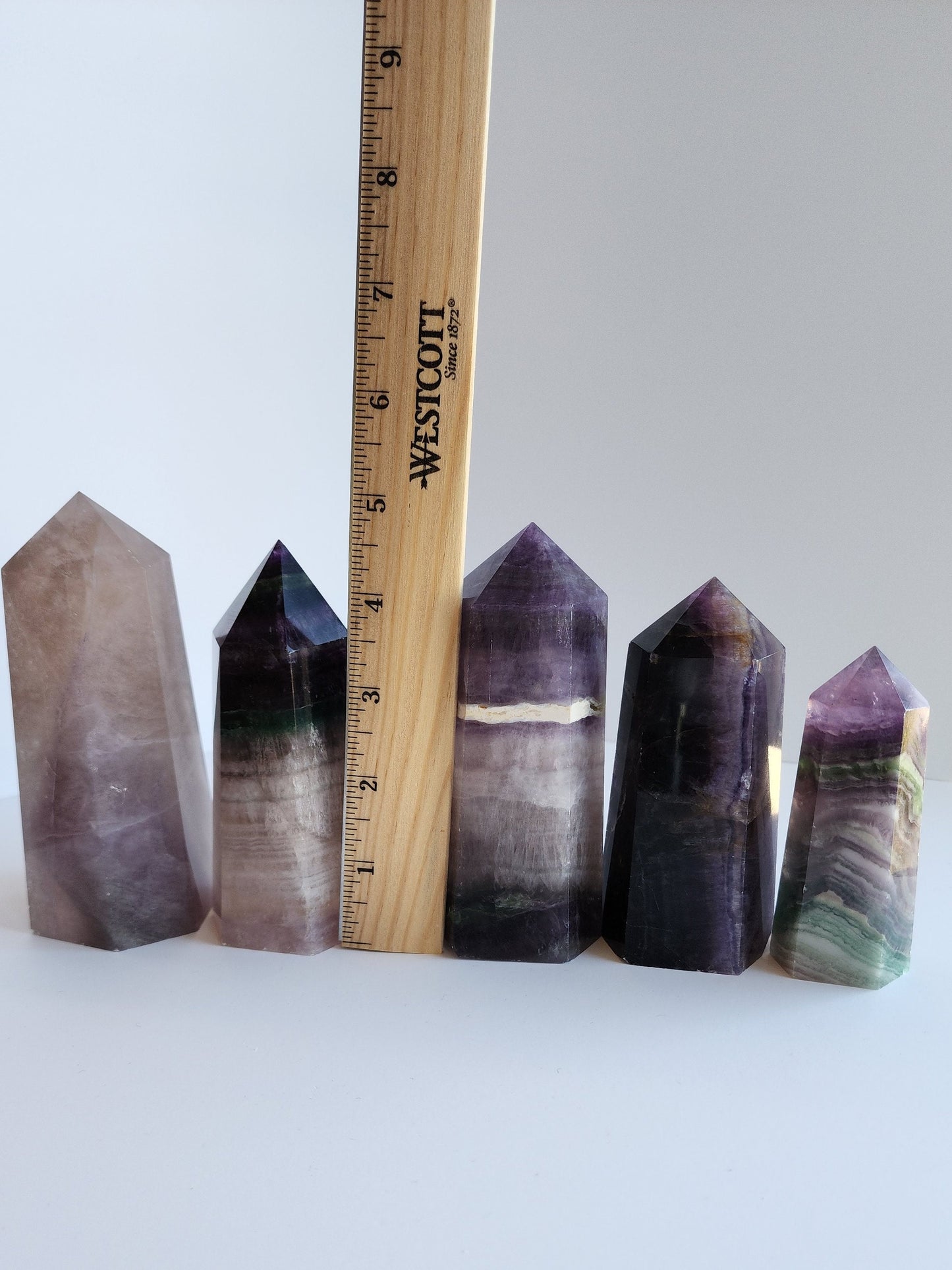 Fluorite Crystal Tower: Medium Chunky Lilac and Gray - Translucent Bands