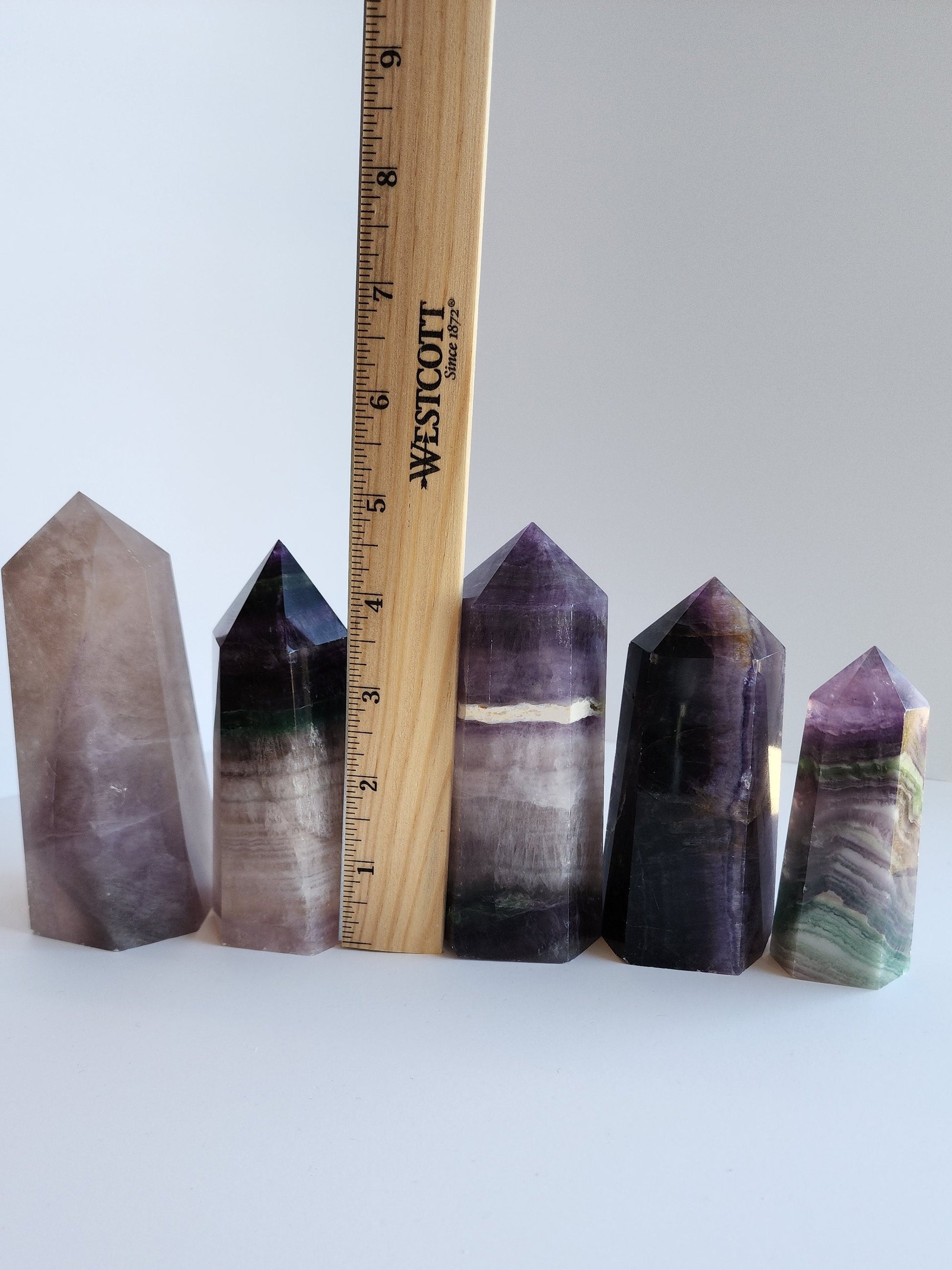Fluorite Crystal Tower: Medium Chunky Lilac and Gray - Translucent Bands
