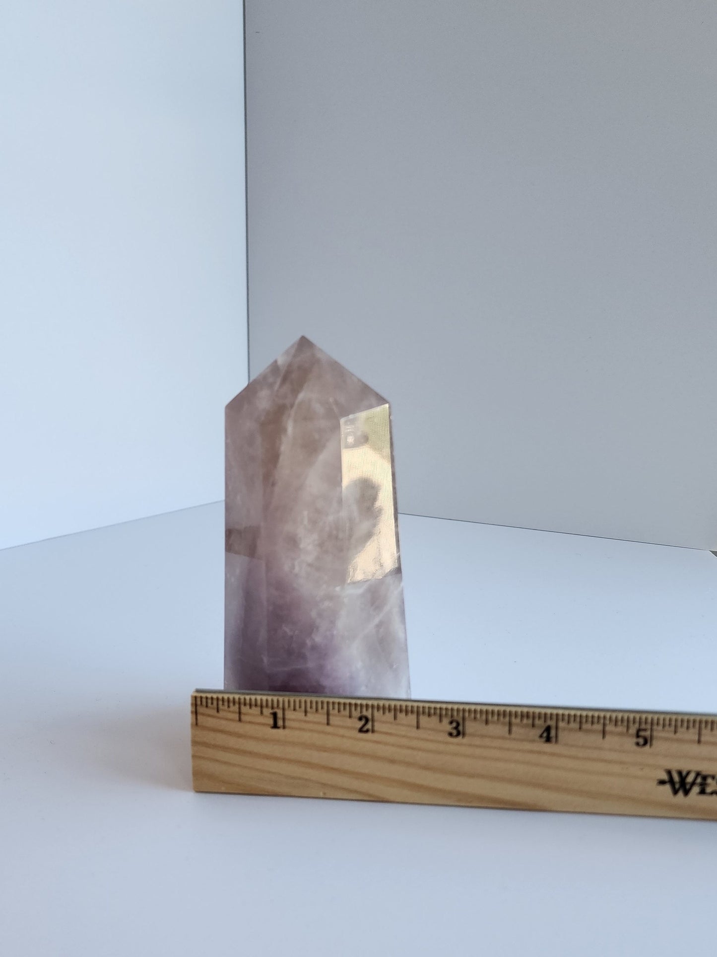 Fluorite Crystal Tower: Medium Chunky Lilac and Gray - Translucent Bands