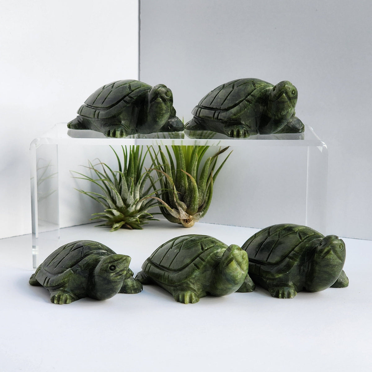 Green Jade Turtle Figurine: Chonky Crystal Pet Decor