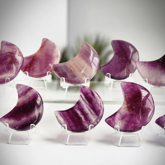 Purple Fluorite Moon Carving, Intuively chosen for you!