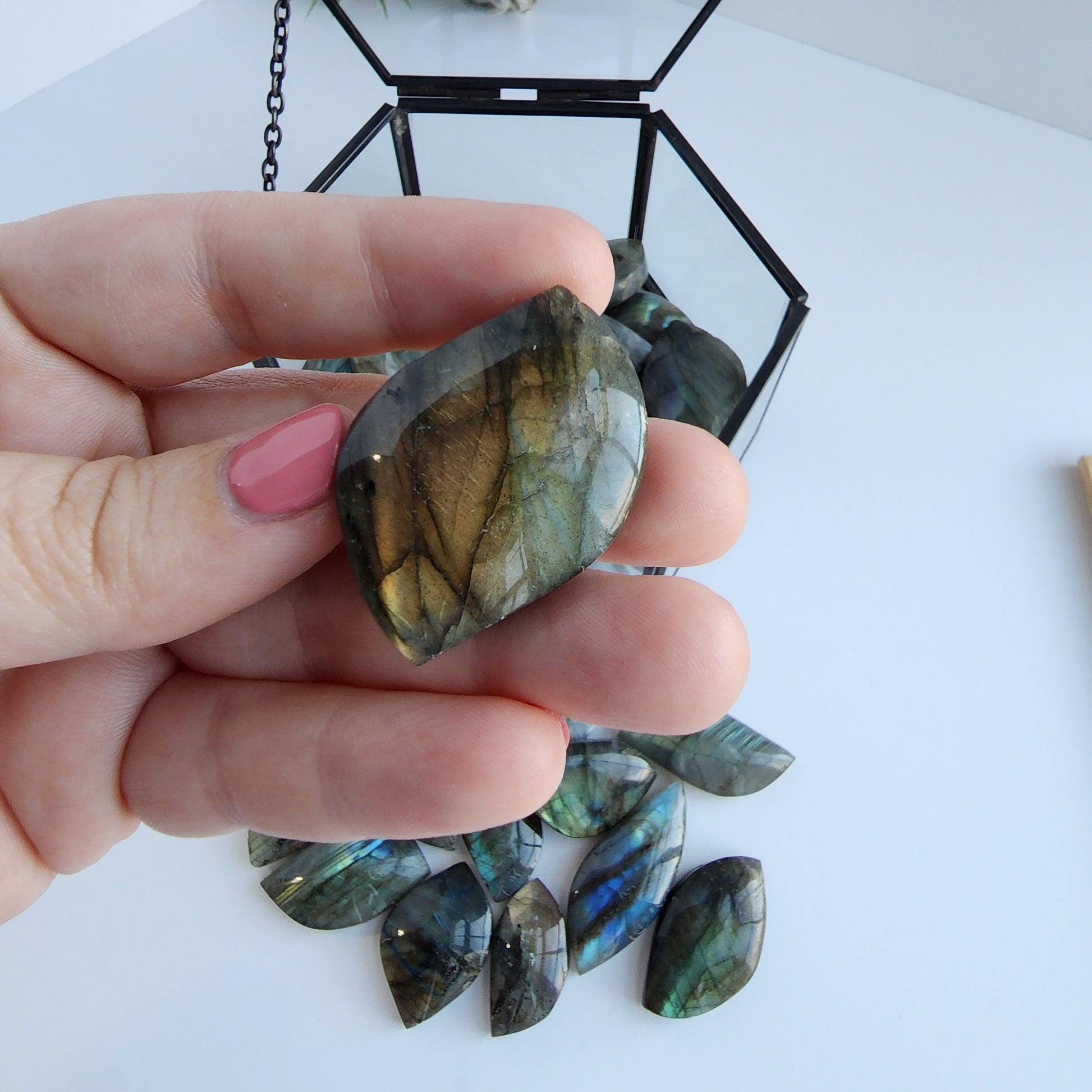 Labradorite Leaf Carving: Unique Flash Colors (Small or Large)