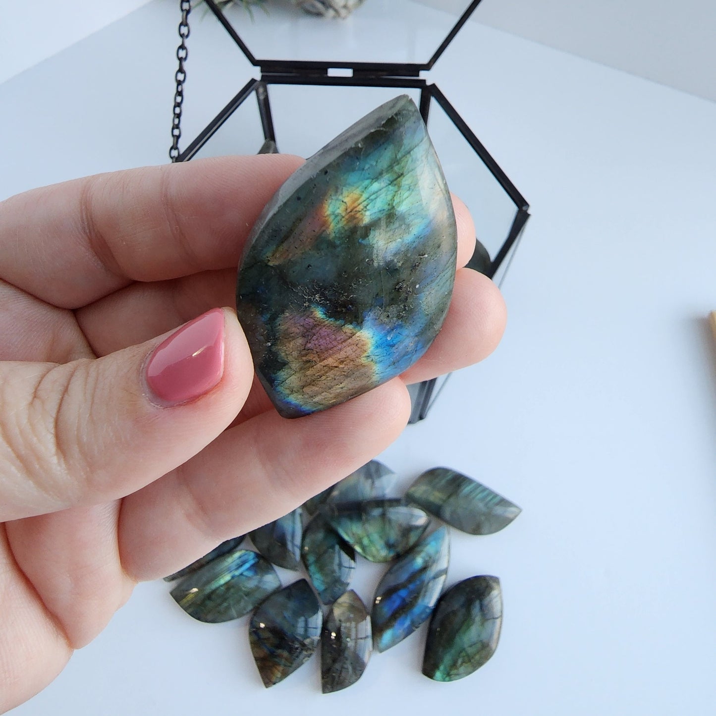 Labradorite Leaf Carving: Unique Flash Colors (Small or Large)