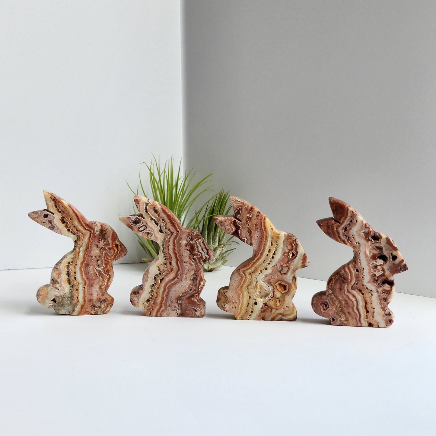 Crazy Lace Agate Bunny | Large Carving | Choose Your Own Crystal | Nursery, Spring, Easter Decor | Beautifully banded crystal that can stand