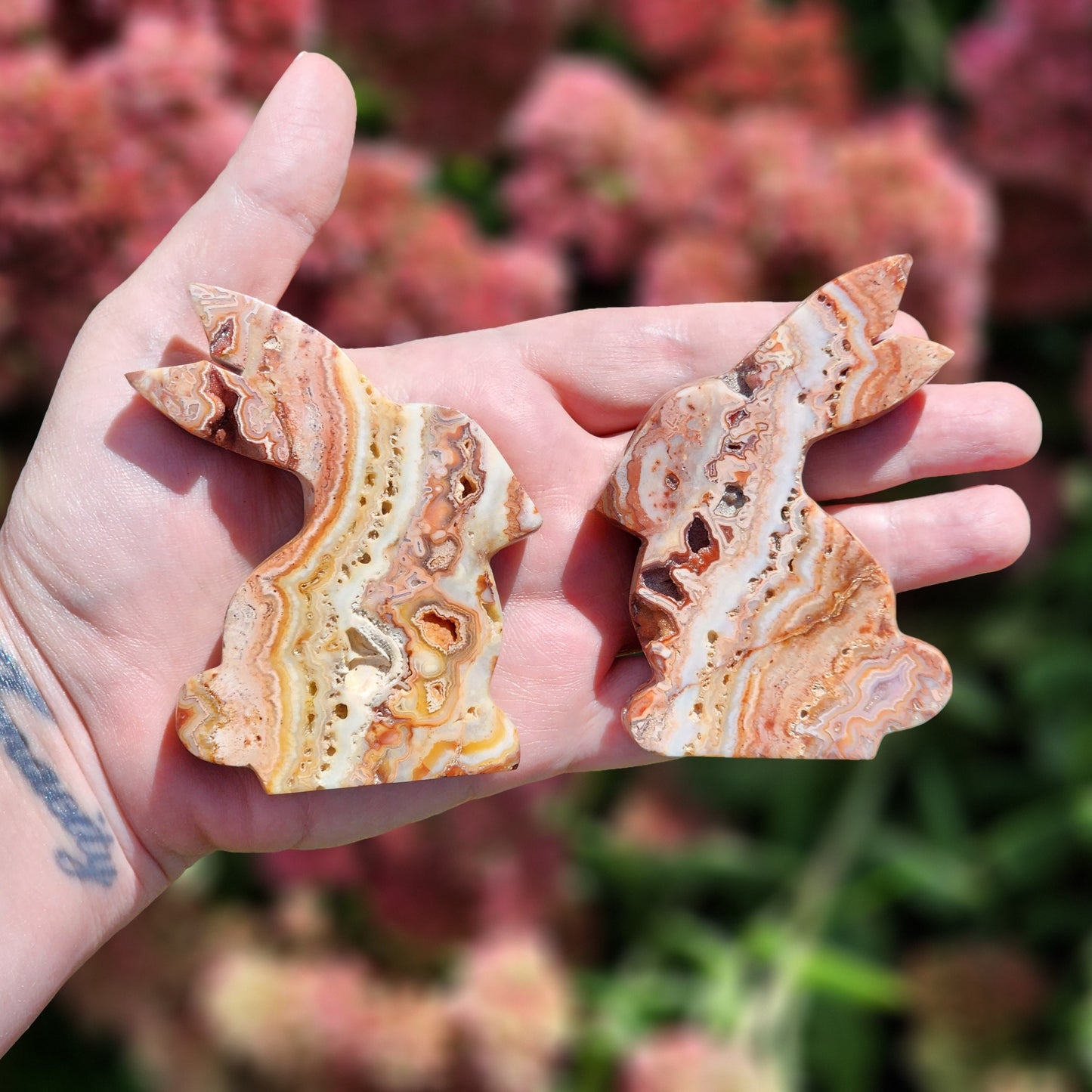 Crazy Lace Agate Bunny | Large Carving | Choose Your Own Crystal | Nursery, Spring, Easter Decor | Beautifully banded crystal that can stand