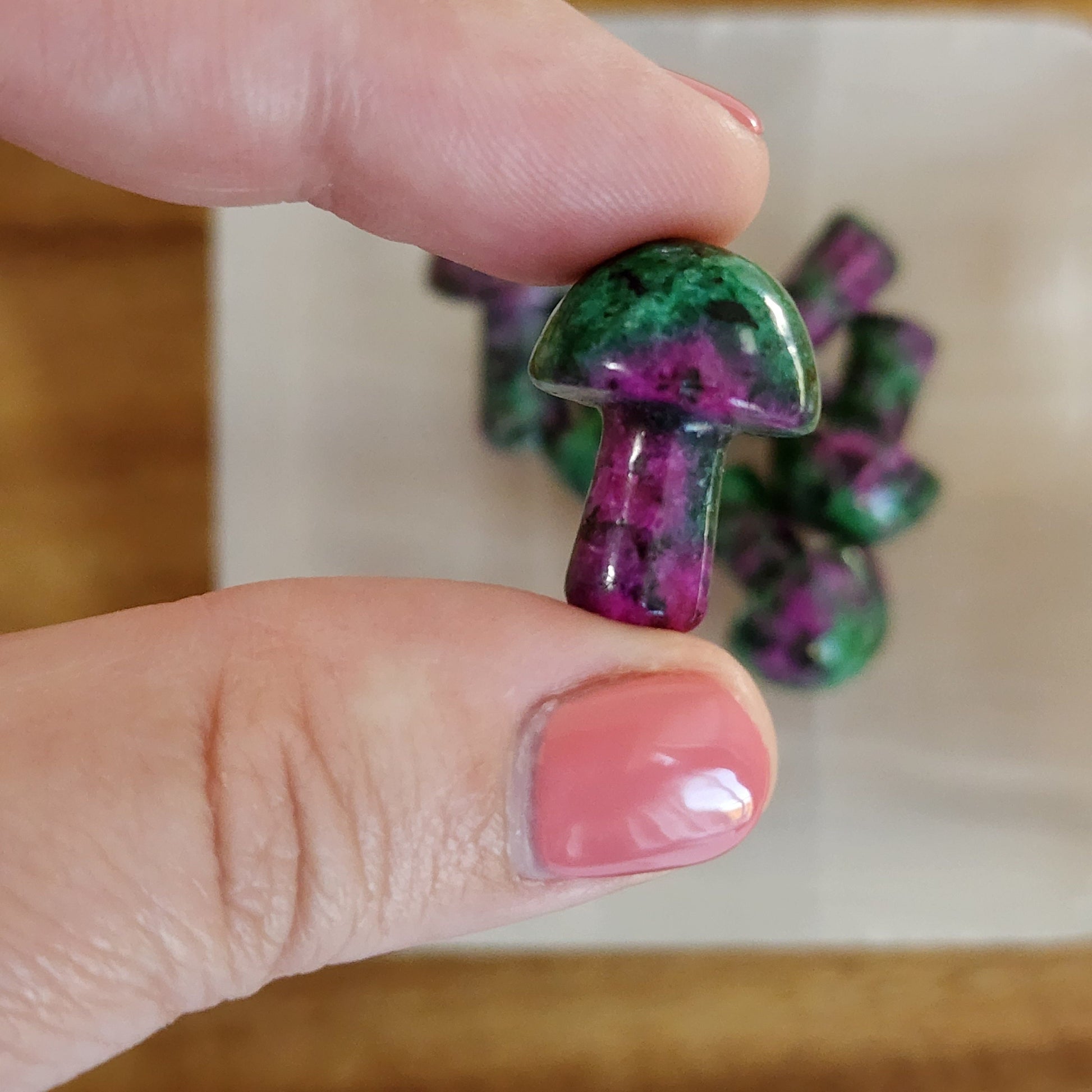 Ruby in Zoisite Mini Mushroom | Mini Mushy | UV Reactive | Dye Enhanced Quartzite