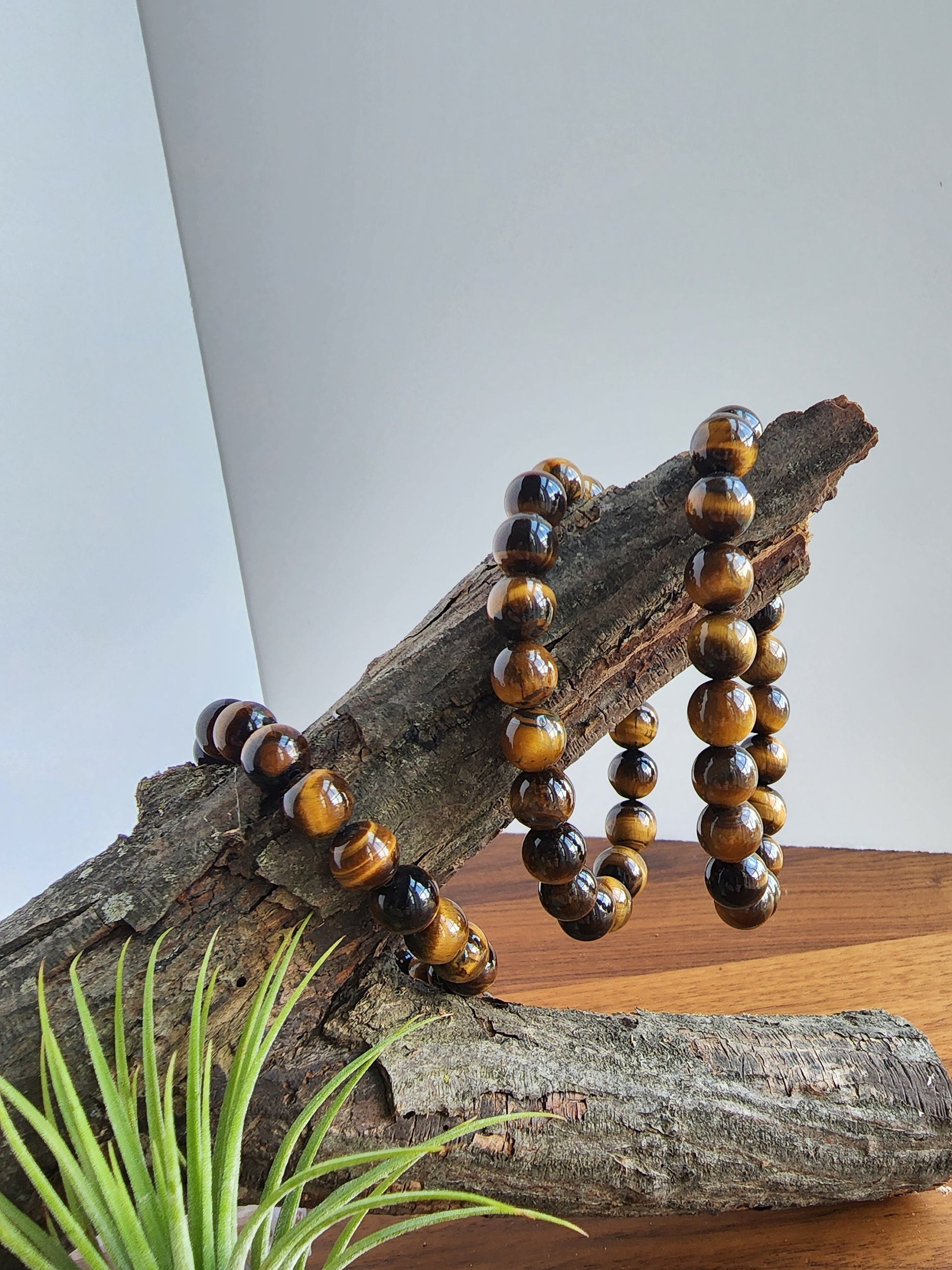 Tiger's Eye Bracelet | Yellow Tiger Eye | Stretchy with 10MM Natural Crystal Beads | Intuitively Chosen