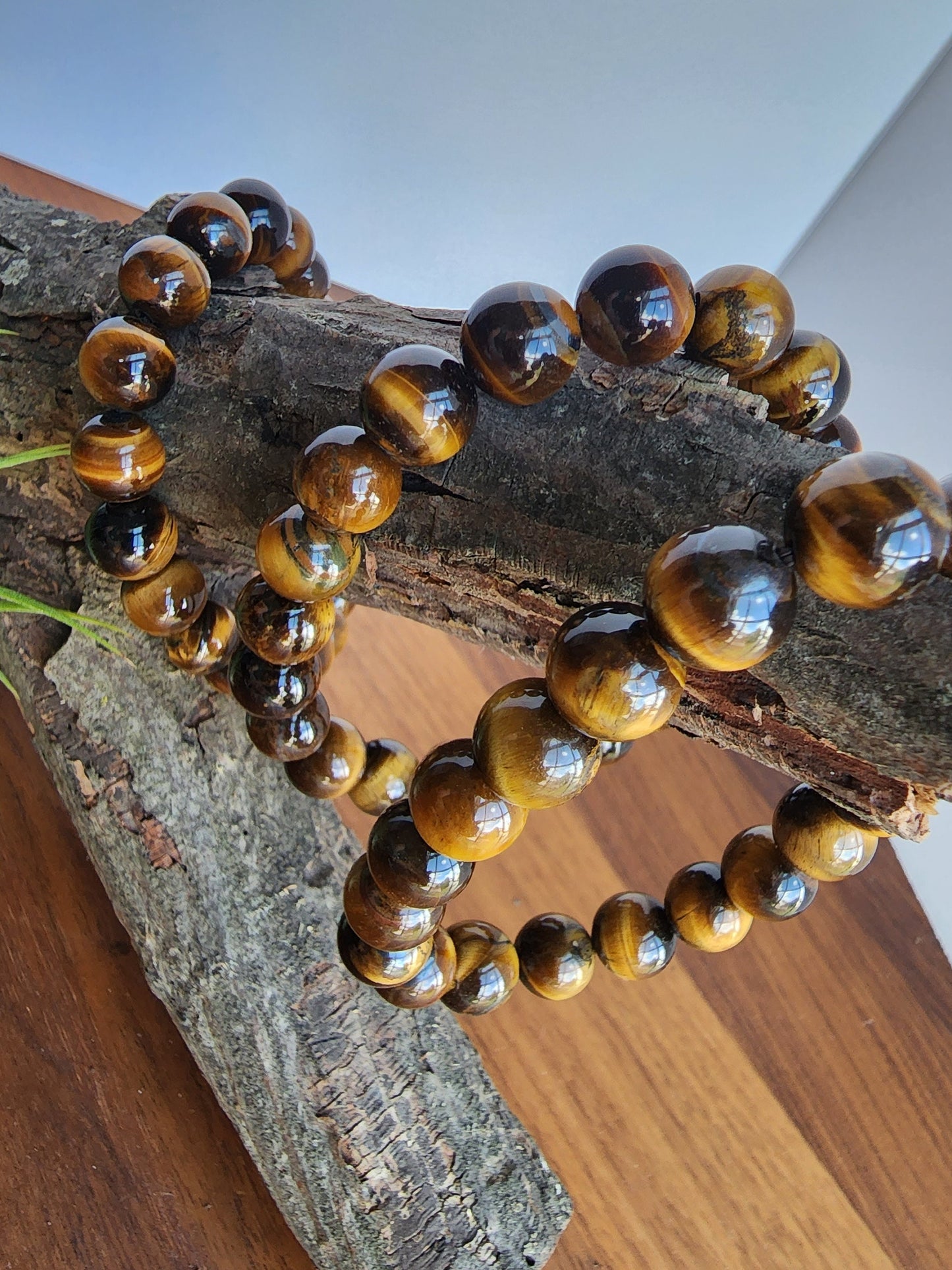 Tiger's Eye Bracelet | Yellow Tiger Eye | Stretchy with 10MM Natural Crystal Beads | Intuitively Chosen