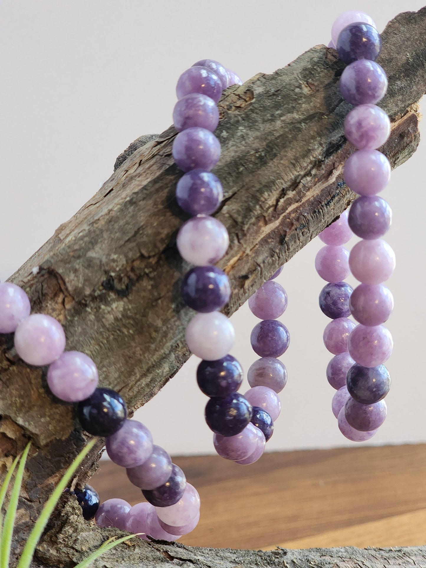 Lepidolite Bracelet: 8MM Purple Crystal Beads | Rare, lilac-purple lithium-rich mica mineral