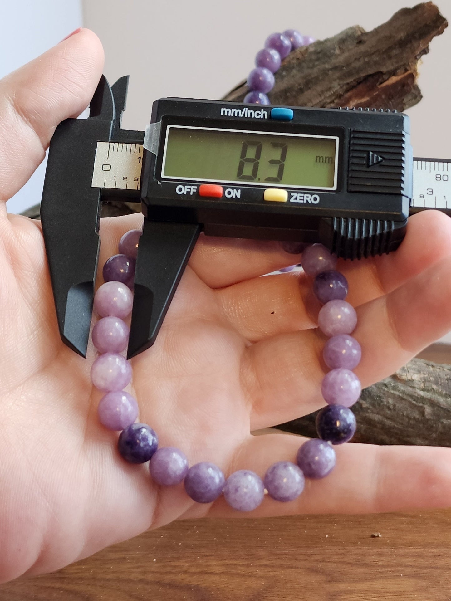 Lepidolite Bracelet: 8MM Purple Crystal Beads | Rare, lilac-purple lithium-rich mica mineral
