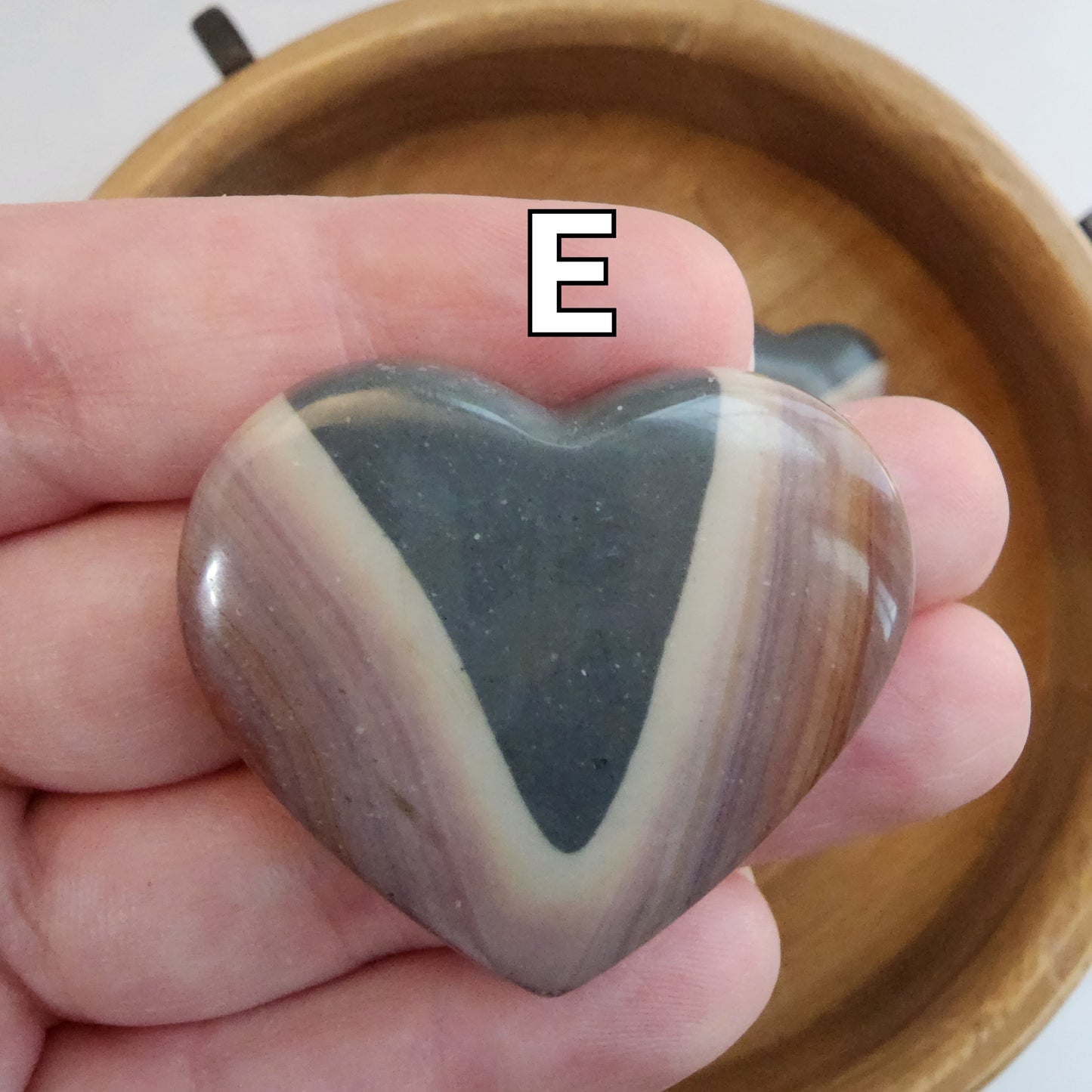 Polychrome Jasper Hearts. Gorgeous blue, yellow, pink, maeve, and purple banding. Beautiful Patterns. Choose Your Own Crystal!