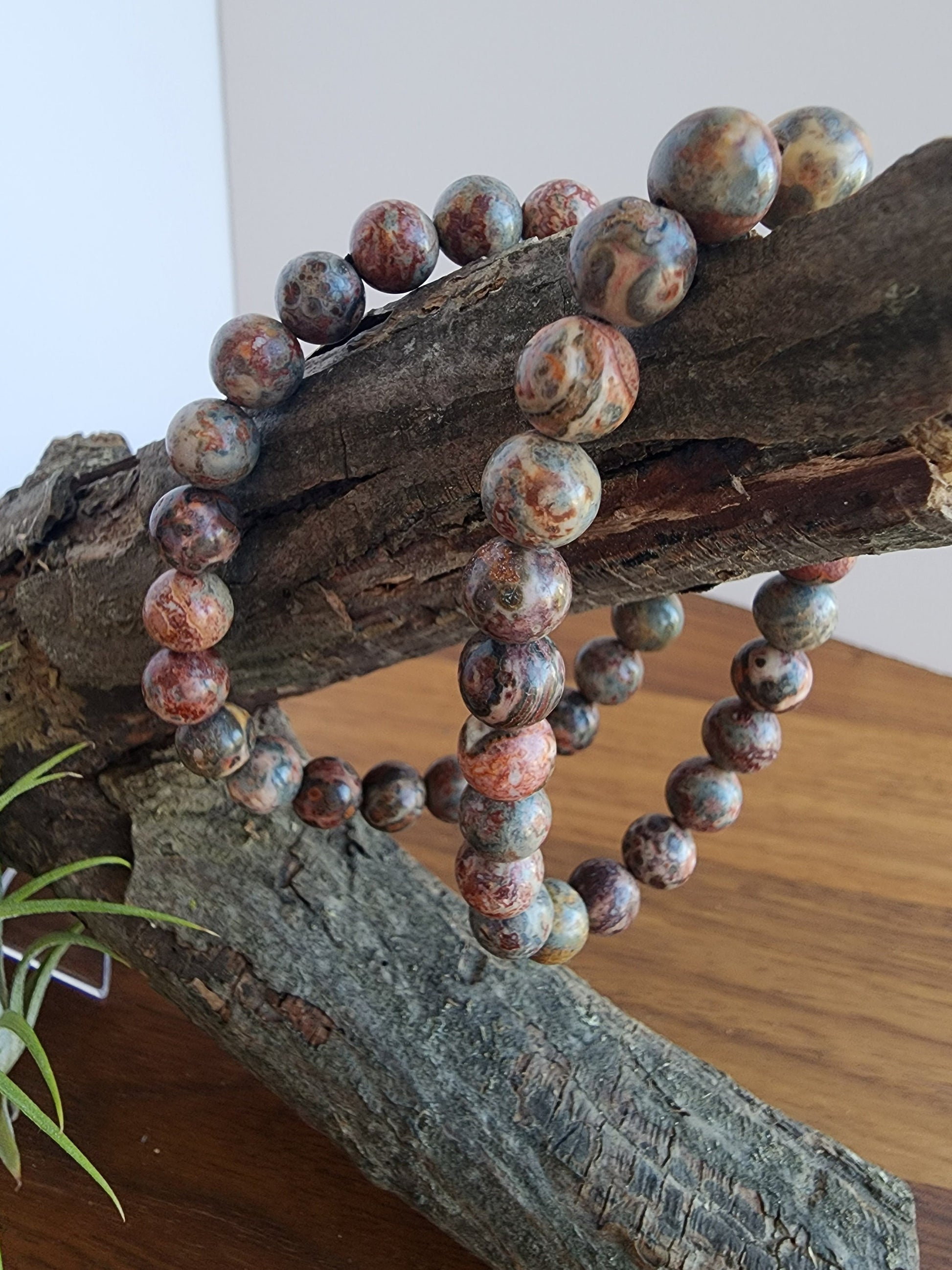 Leopardite Safari Jasper | 8MM Crystal Bracelet | Jaguar or Leopard Skin Jasper in Maueve Pink, Rainforest Yellow with Spotted Patterns