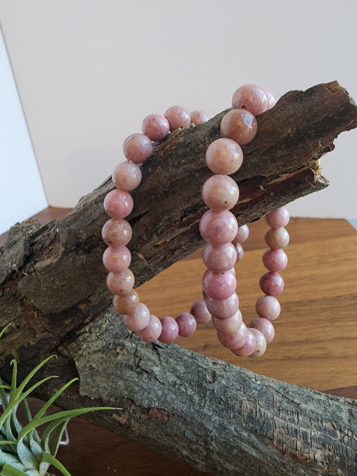 Pink Rhodonite Bracelet | 8MM Natural Blush Crystal Beads | Girly Jewelry for Spring and Pastel Lover | Little Girl Birthday Gift or New Mom