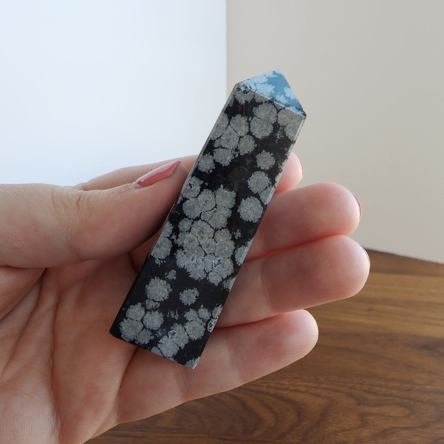 Snowflake Obsidian Tower | Small Points | Black Obsidian with White Flower | Intuitively Chosen