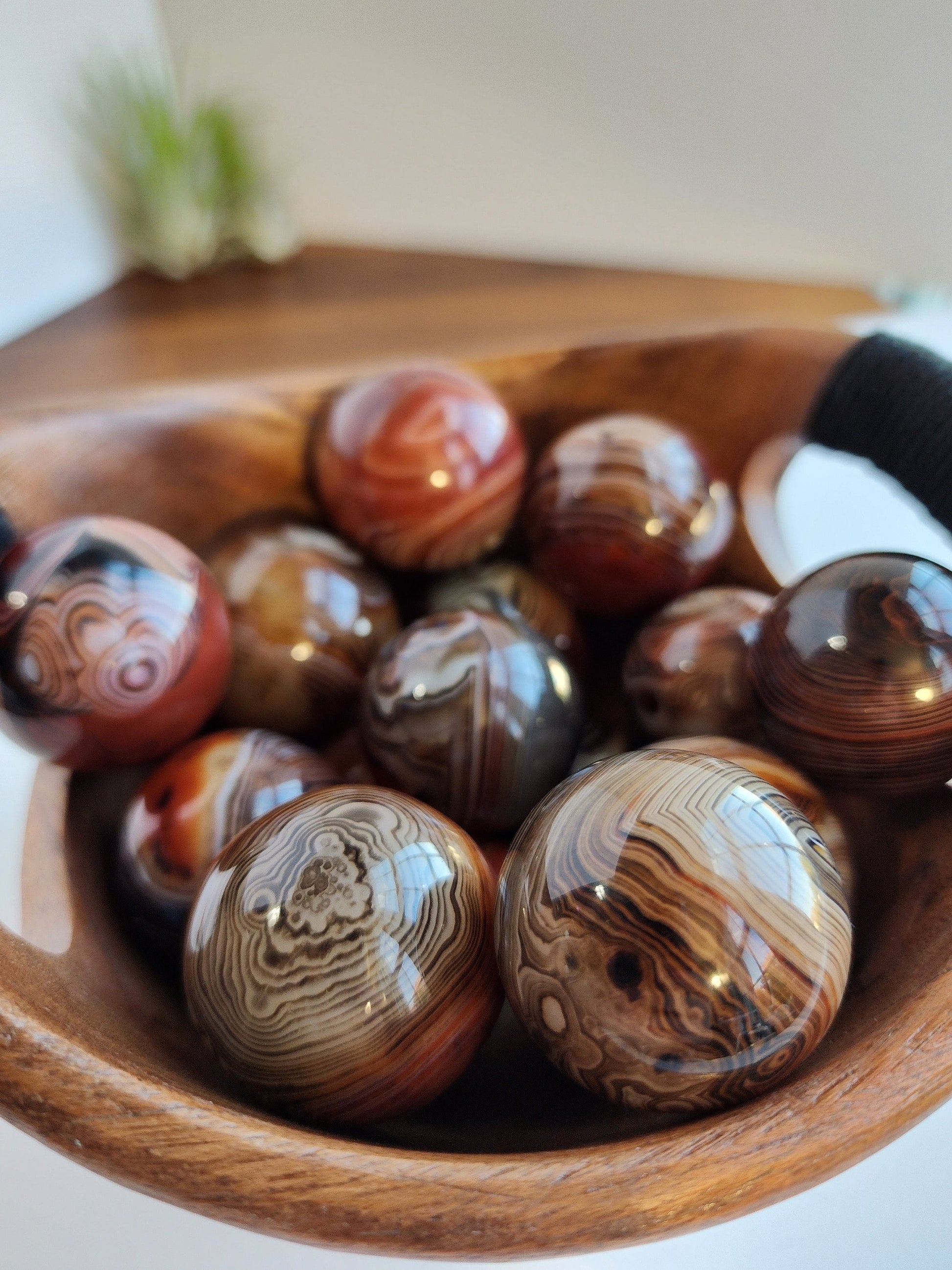 New Stock! Sardonyx Spheres | Medium | NATURAL Red, Black, Tan | Swirled Sardonyx | Carnelian, Red Agate | Inutitively Chosen